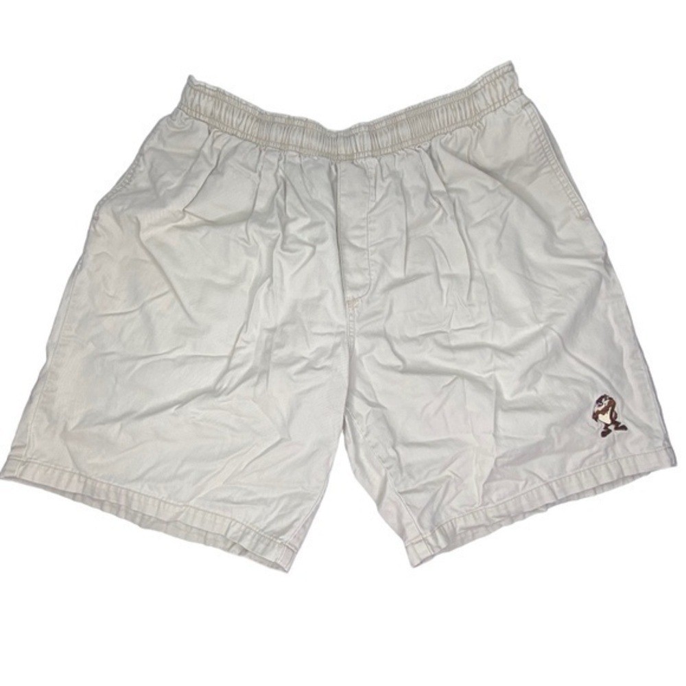 Vintage Shorts Warner Bros Studio Store Khaki Embroidered Taz High Waist Shorts