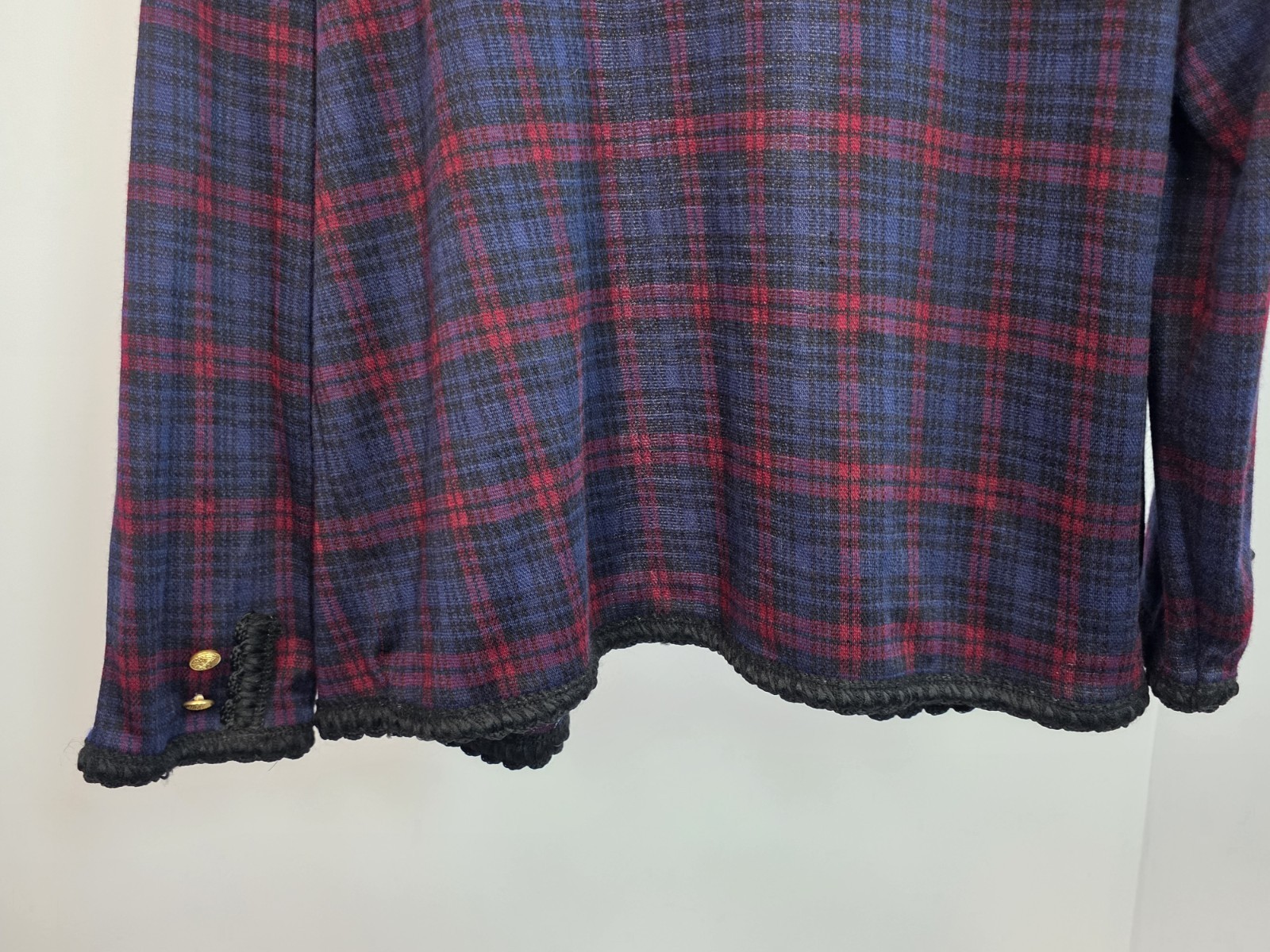 VTG 70s Cape Cod Red/Blue Plaid Blazer Gold ACCENTS Large