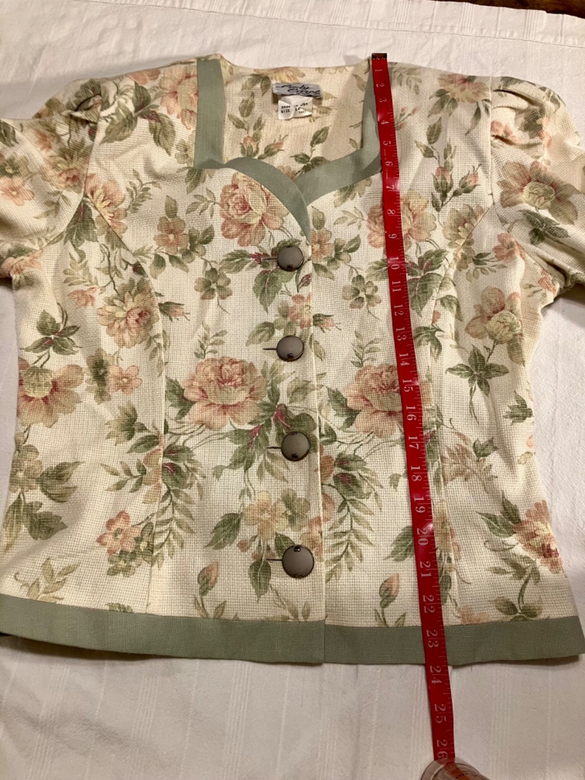 Vintage 80s Lady Carol of New York Sage Green and Cream – Size 14