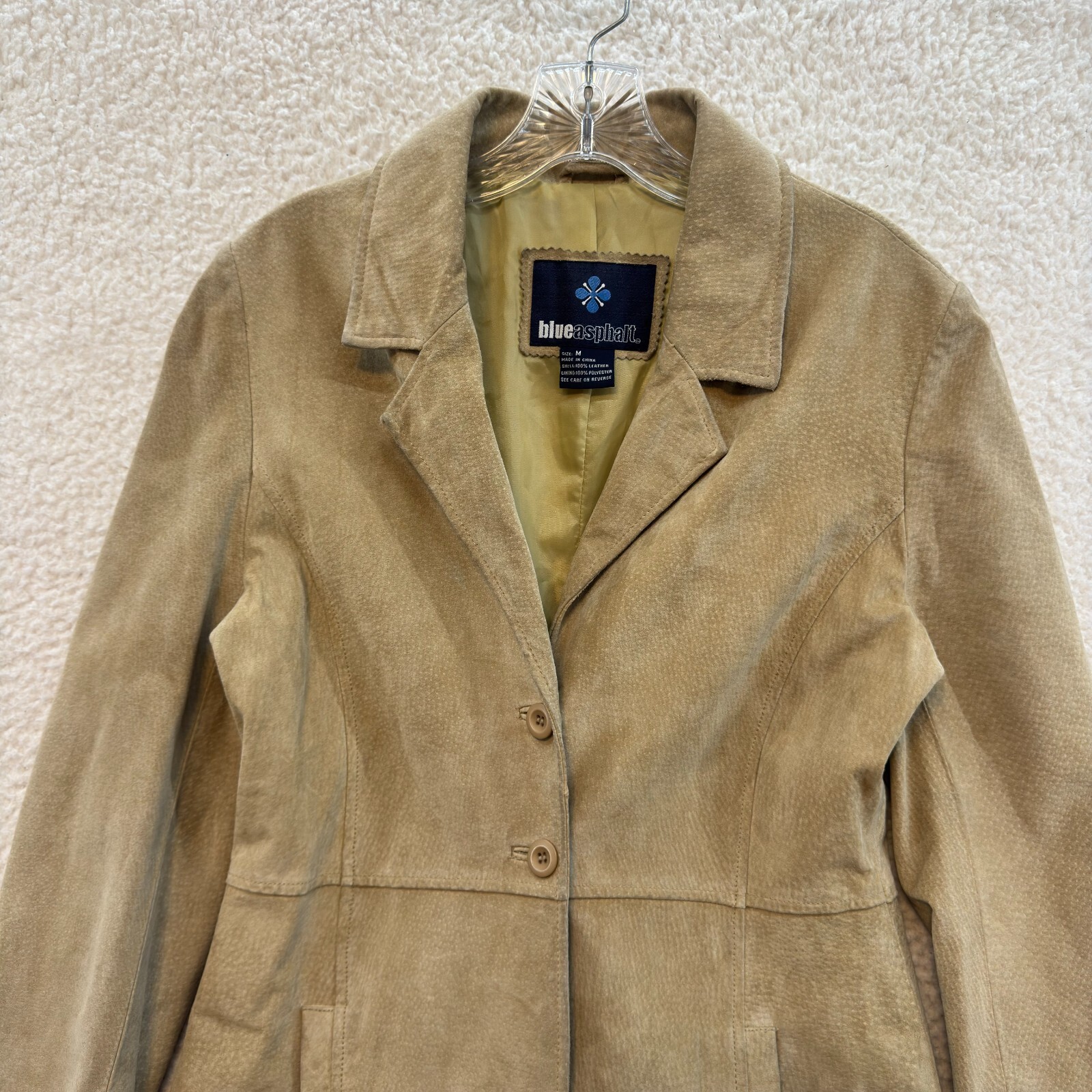 Vintage Leather Jacket Trench Coat Small Medium Tan Beige Khaki Long Midi