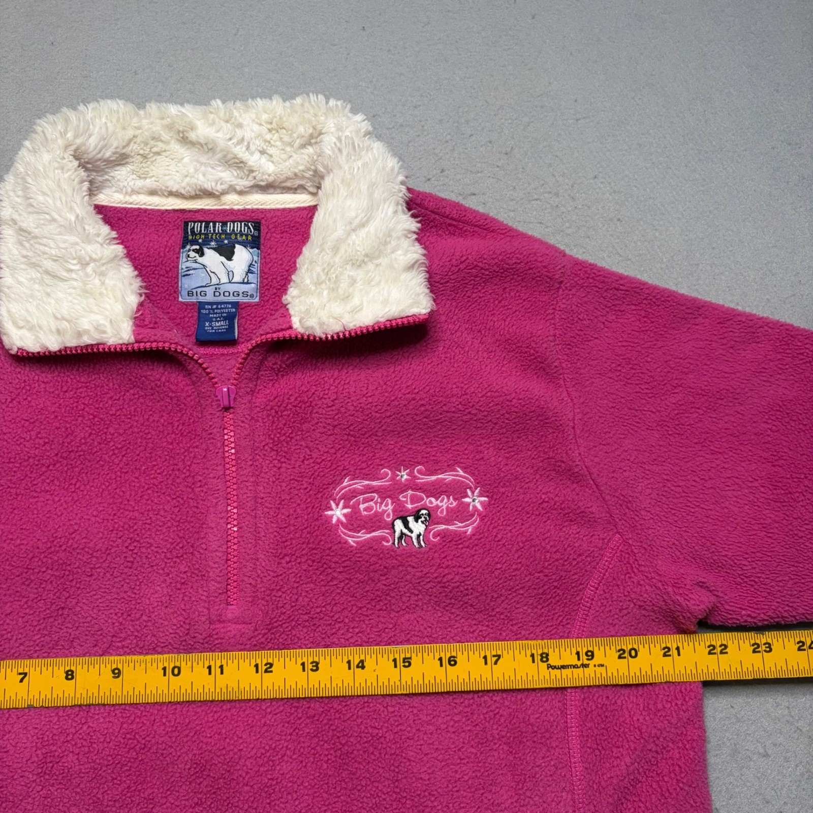 Big Dogs Fleece Pullover Women XS Polar Dogs Sherpa Collar Quarter Zip Vintage