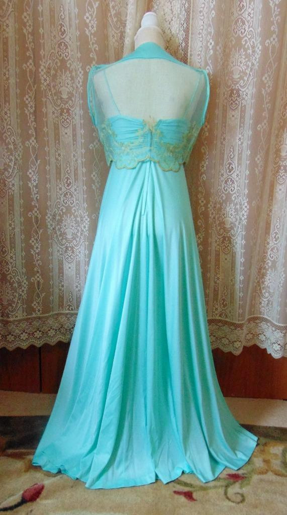 Vtg 70s Maxi Dress Lacey Bolero Top ILGWU Union Label 32B XS