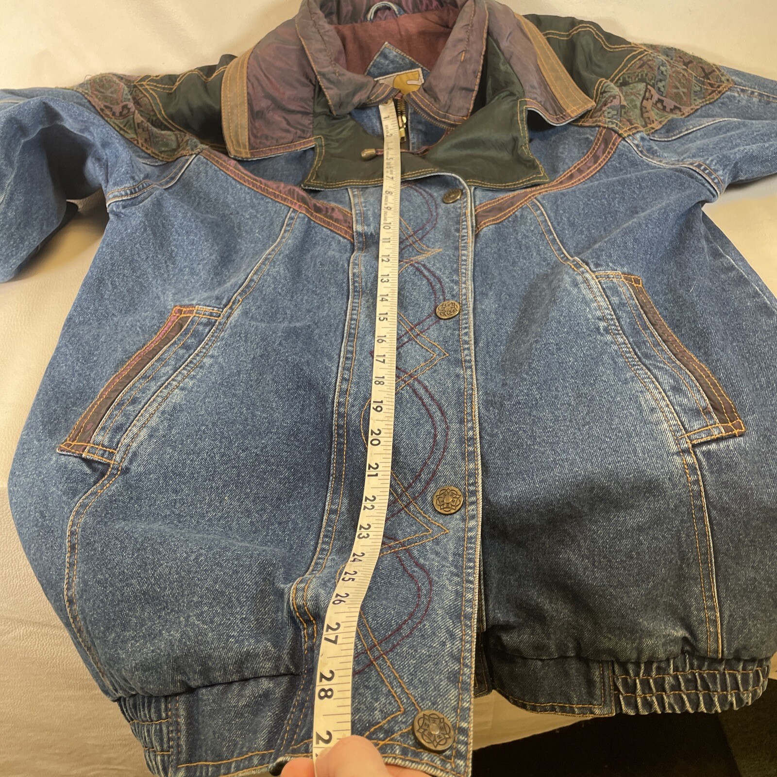 RARE Current Seen Vintage 90s Heavy Denim Coat Size M Double Layer Winter