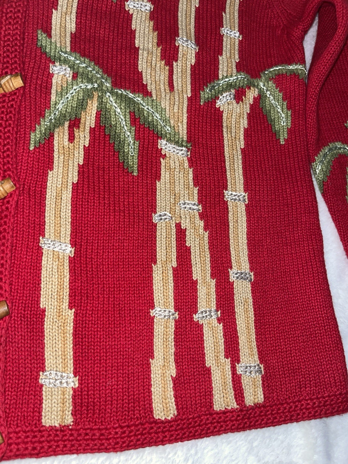 Northern Isles Vintage red Panda Bears Bamboo button front cardigan Knit Sweater