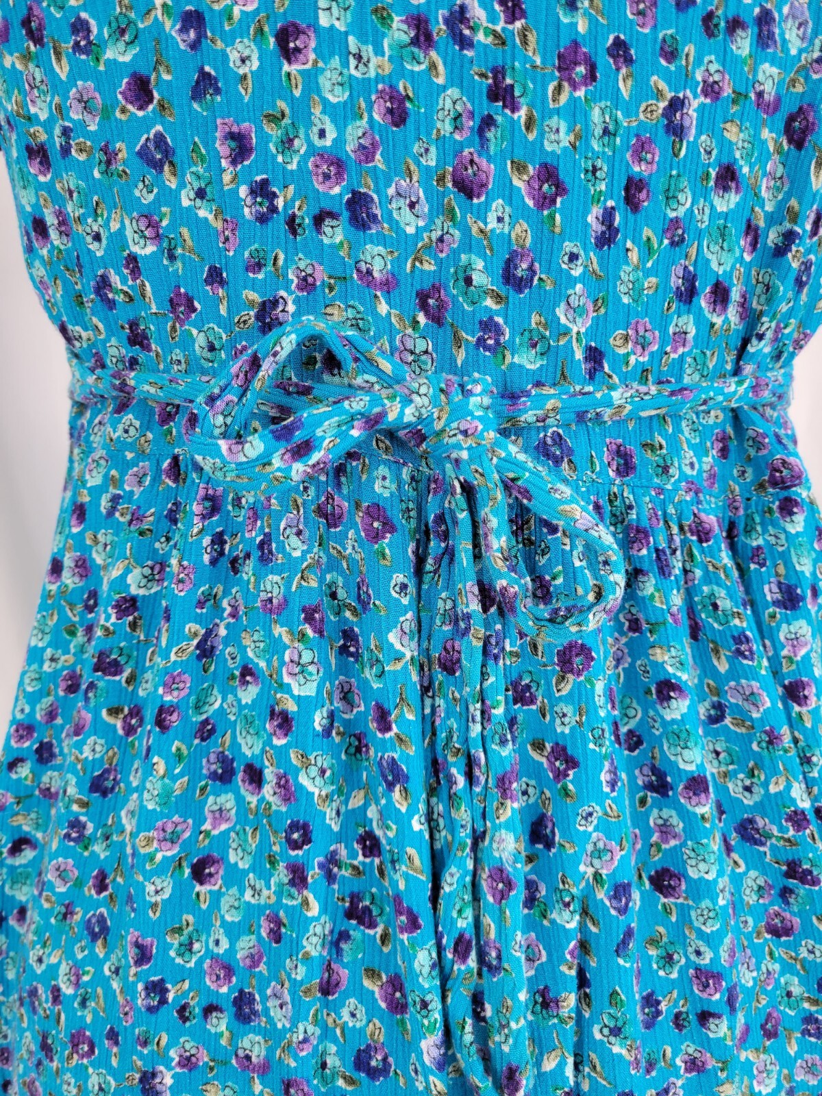 Vintage Cottagecore Molly Malloy Petites Blue Floral Babydoll Dress Sz 6