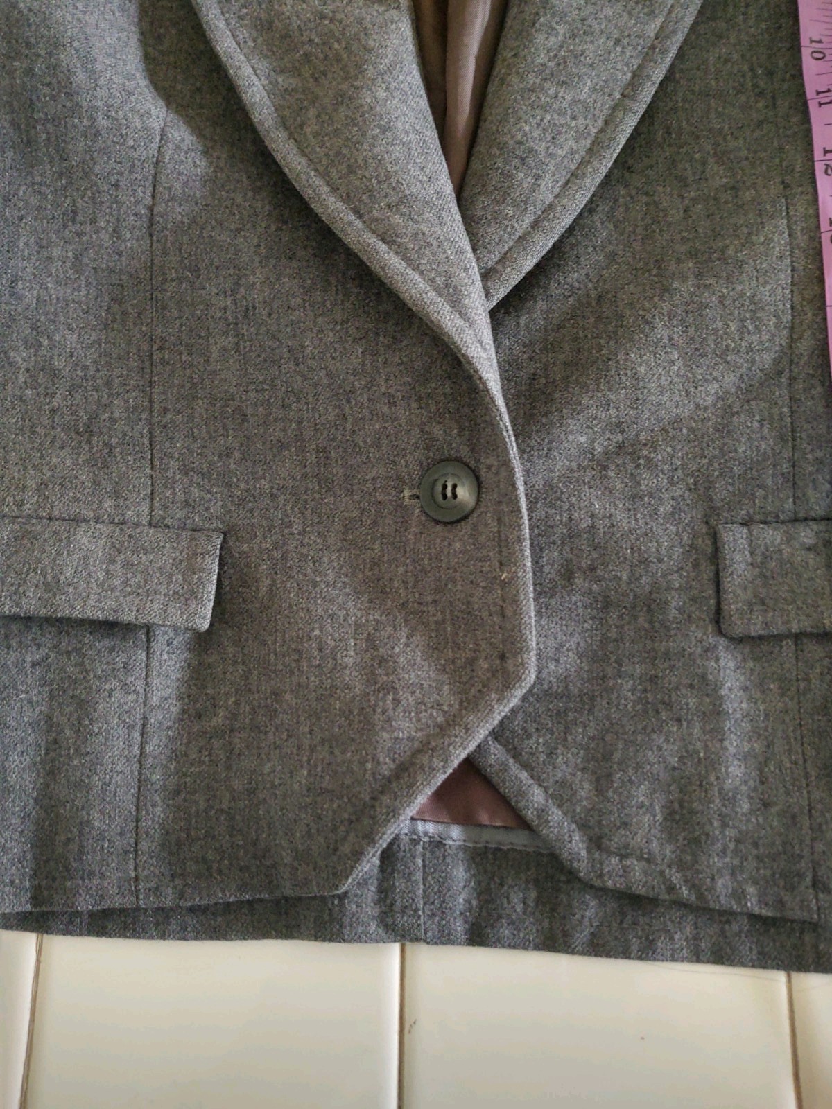 Pendleton Vintage Charcoal Wool Button Front Blazer Made In USA Size 12 FLAWS