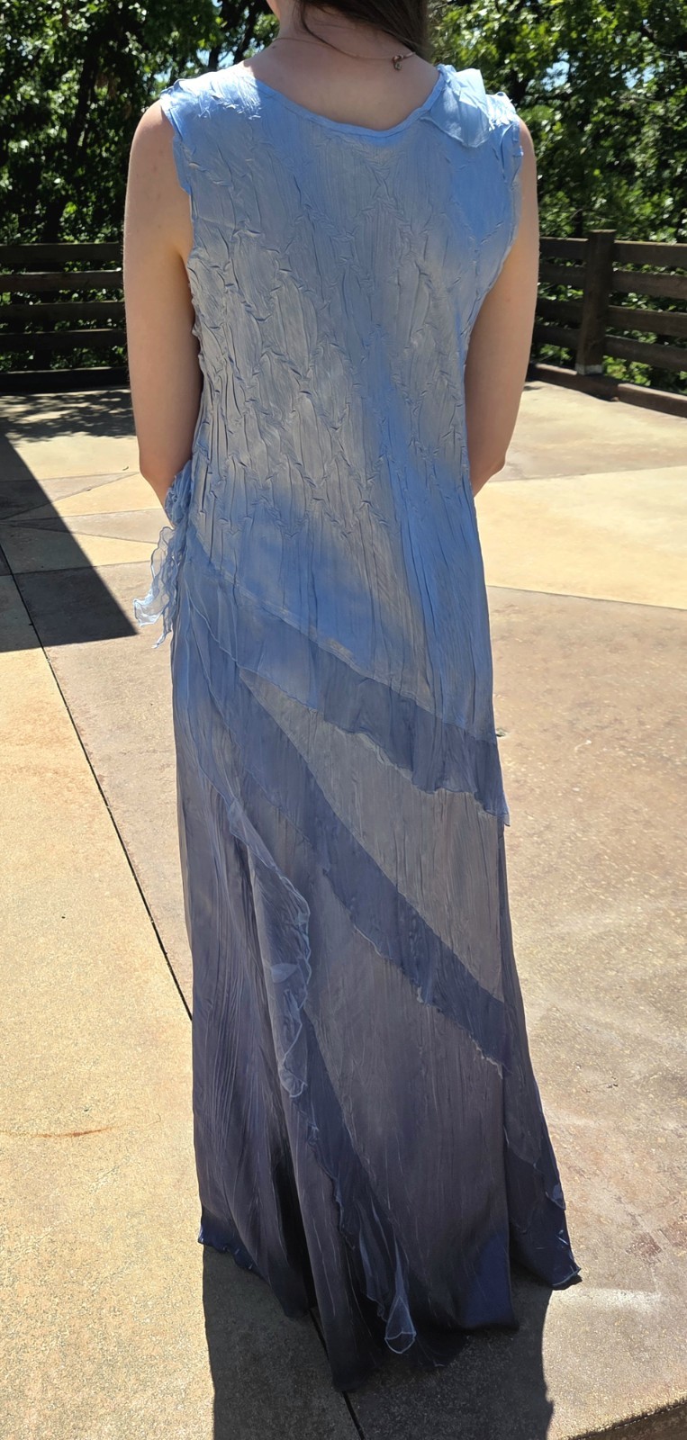 KOMAROV 2 Tone Fairy Garden Dress Crinkled Pleats Whimsical Asymmetrical Hem XL