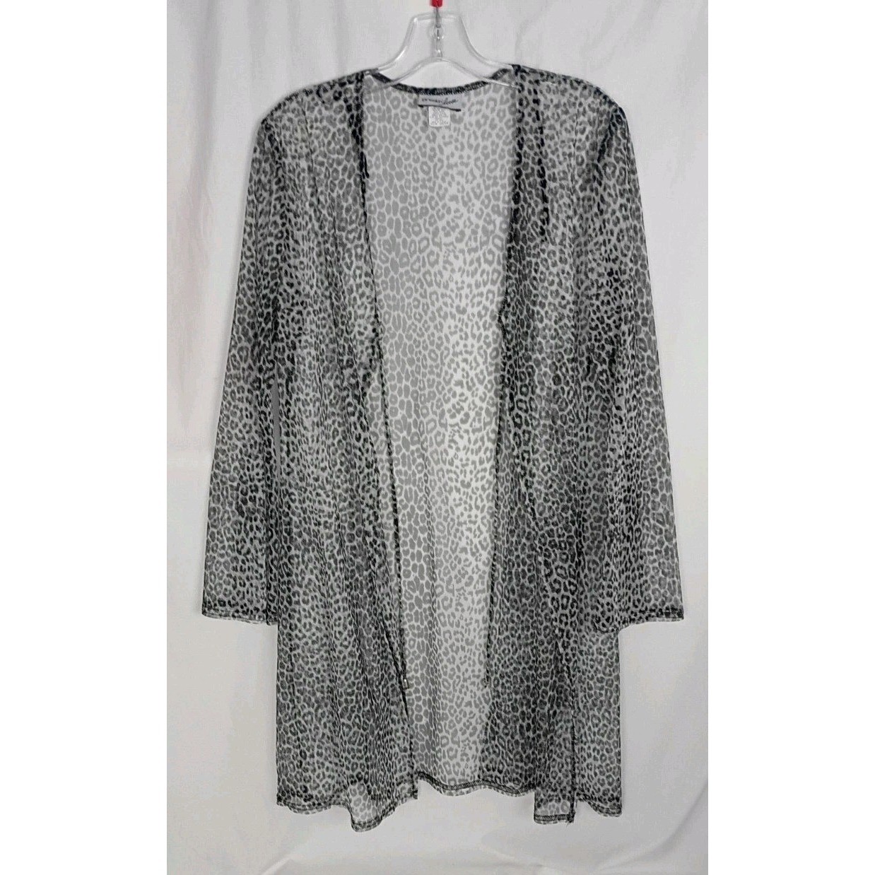 Breakin’ Loose Vintage Womens Leopard Print Sheer Mesh Duster Cardigan Sz 13/14