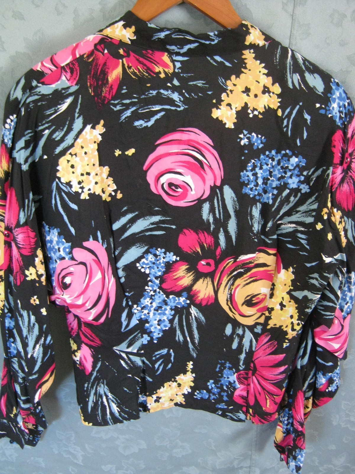 VTG 80’s Fenn Wright & Manson Shirt Size 10 Bold Floral Print Dolman Sleeve Top