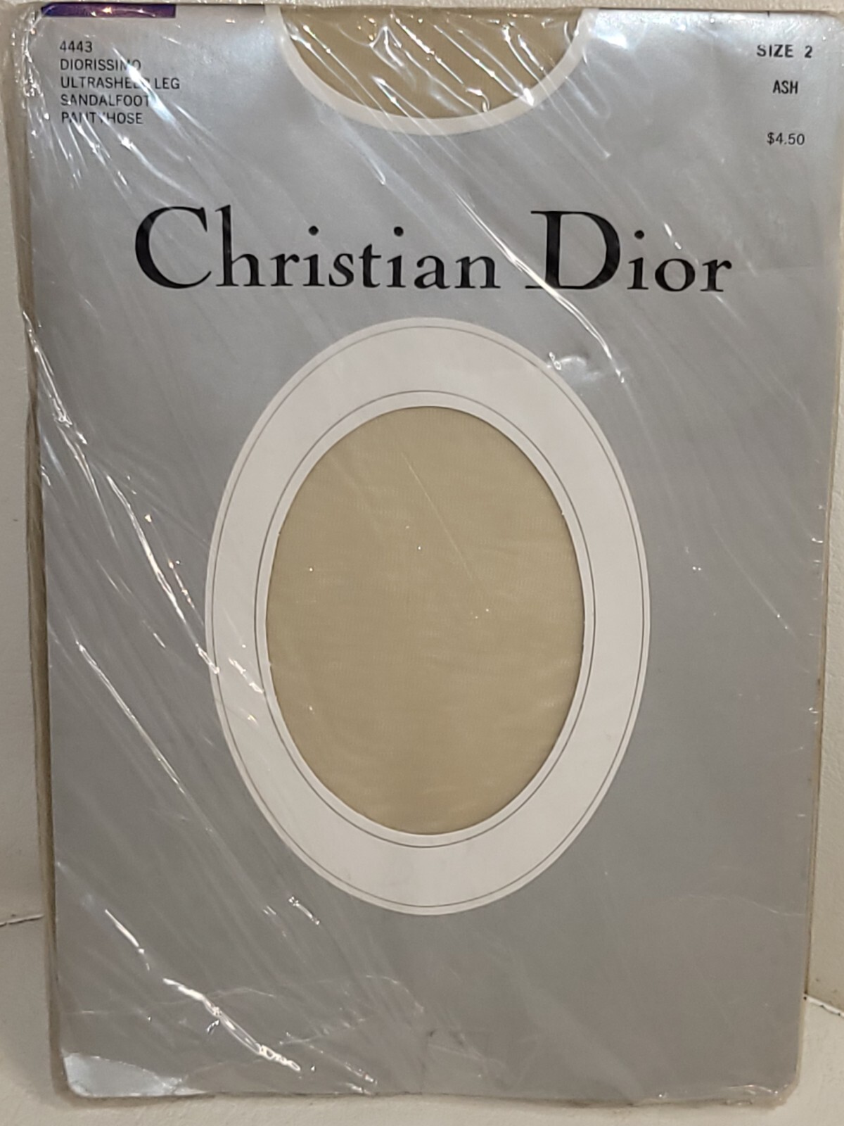 VTG CHRISTIAN DIOR Pantyhose Ultra Sheer Sandalfoot Size 2 Ash DIORISSIMO