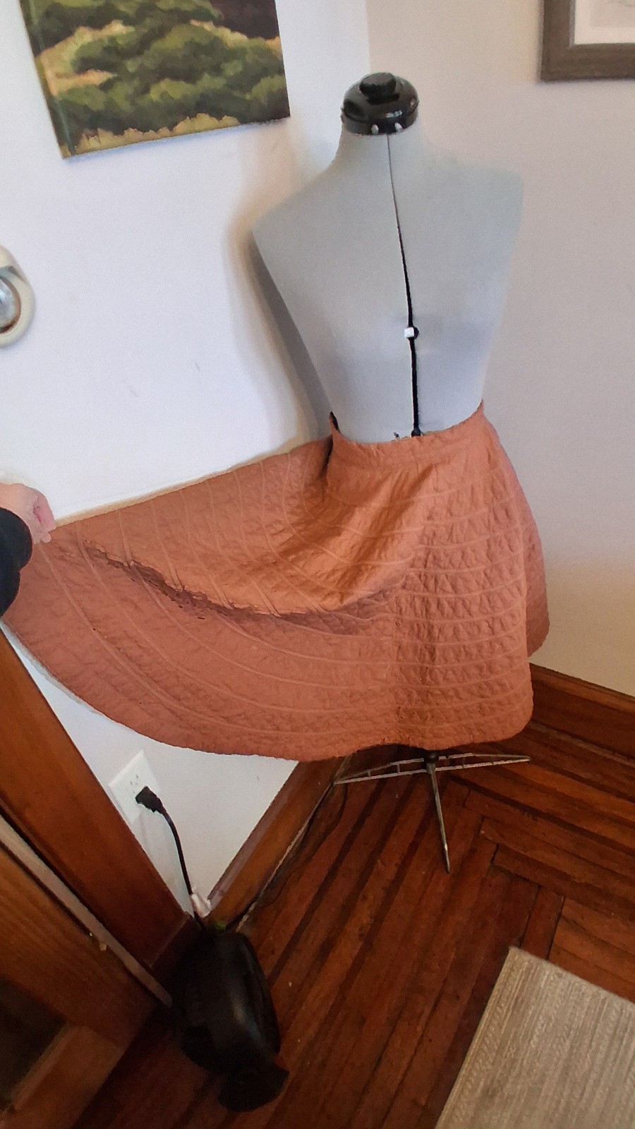 1950s Quilted Circle Skirt, Brown Allen’s Size S/XS Rockabilly Swing Skirt