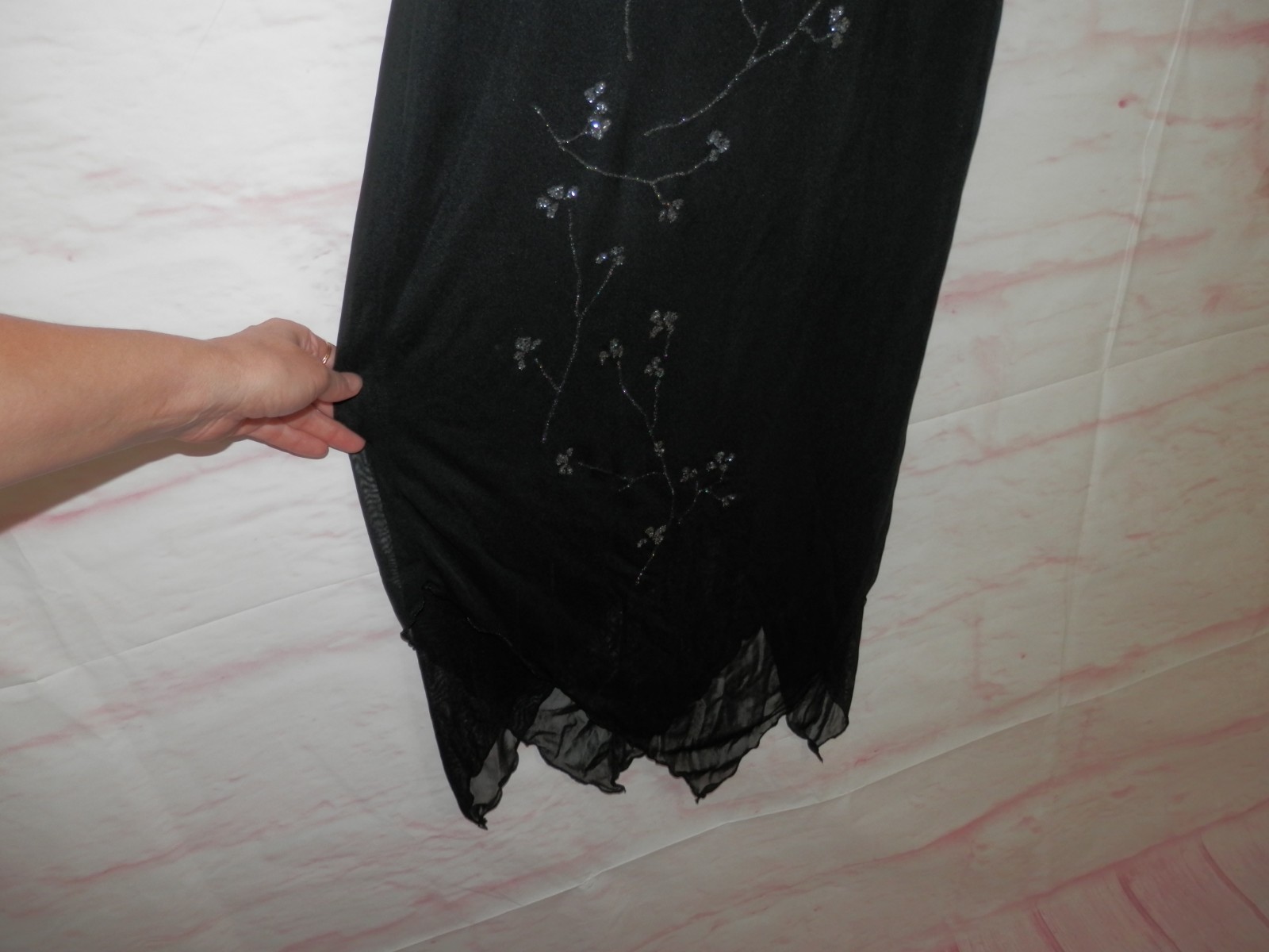 Vtg Byer Too Cali 90s Handkerchief Lined Witchy Floral Glitter USA Dress 5006