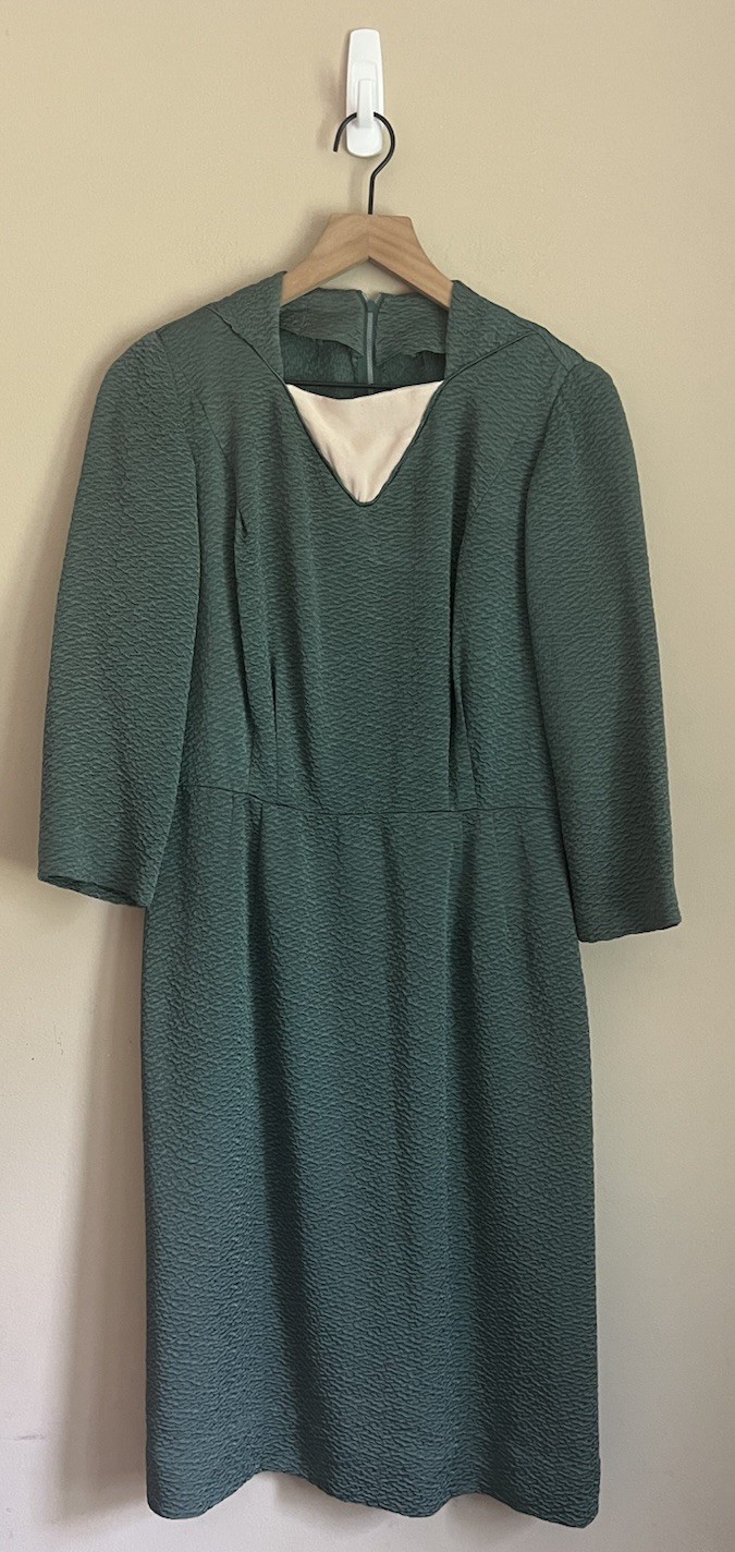 Vintage Dress Sheath Textured 40s 50s Midi Wiggle Secretary Size Medium 8 10