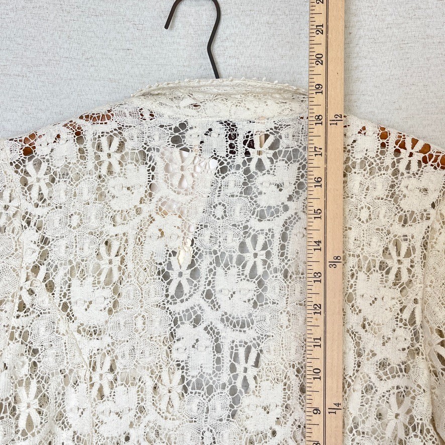 VTG DEADSTOCK Margot Lea Ivory Lace Doily Top Victorian Blouse Embroidered Small