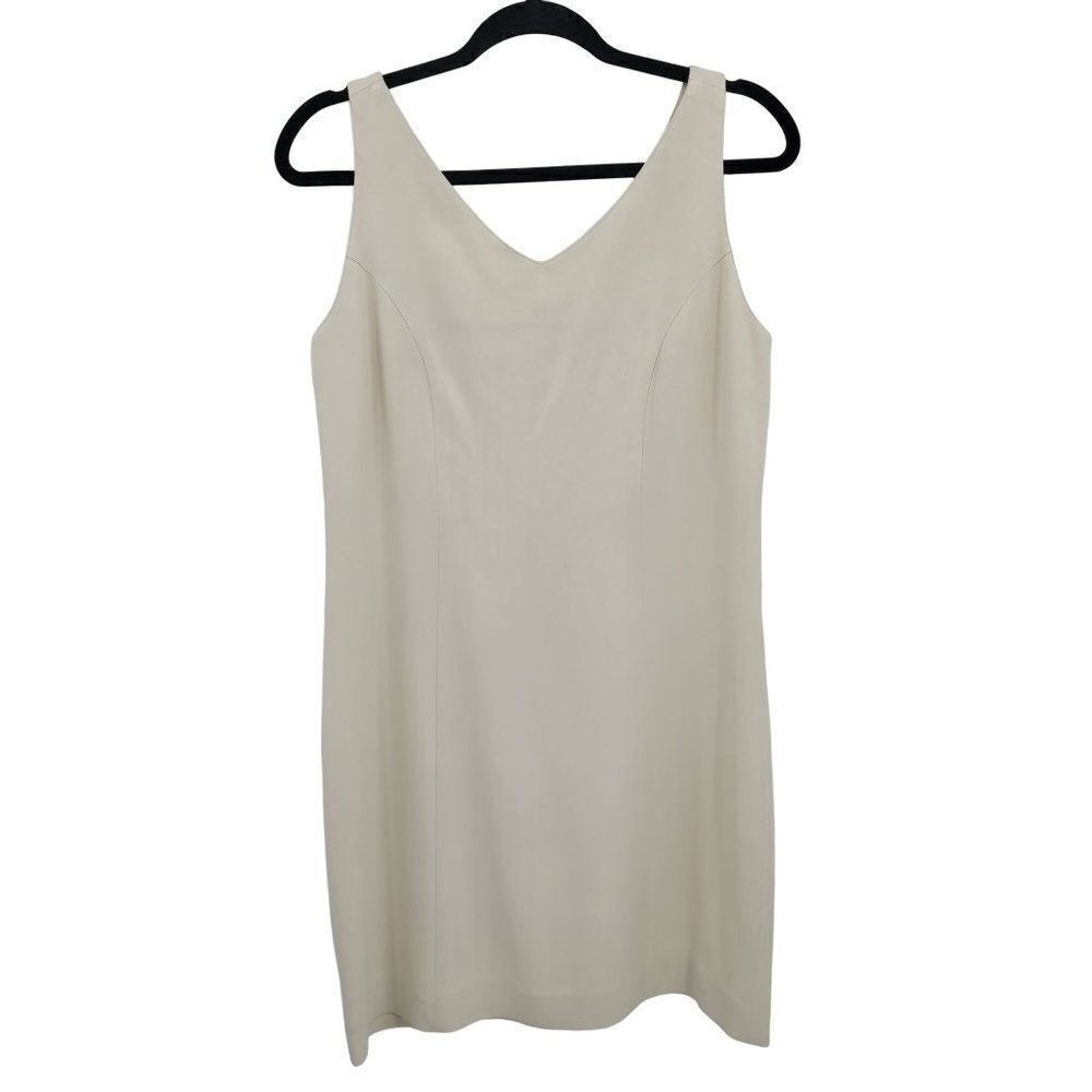 90’s Tommy Bahama Silk Mini Sheath Dress Sz 8 Beige Capsule Resort Quiet Luxury