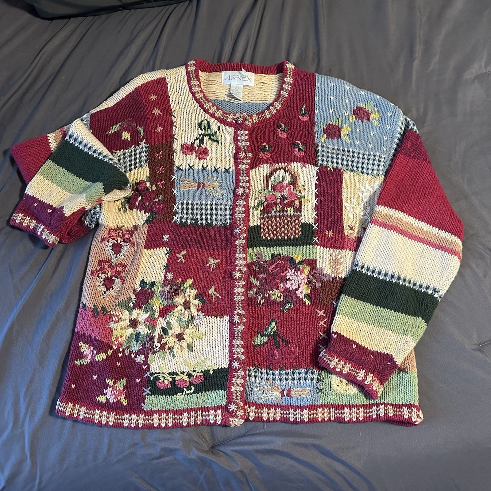 Vintage 90s Casual Corner Sweater Chunky Knit Grandma Cottagecore Large