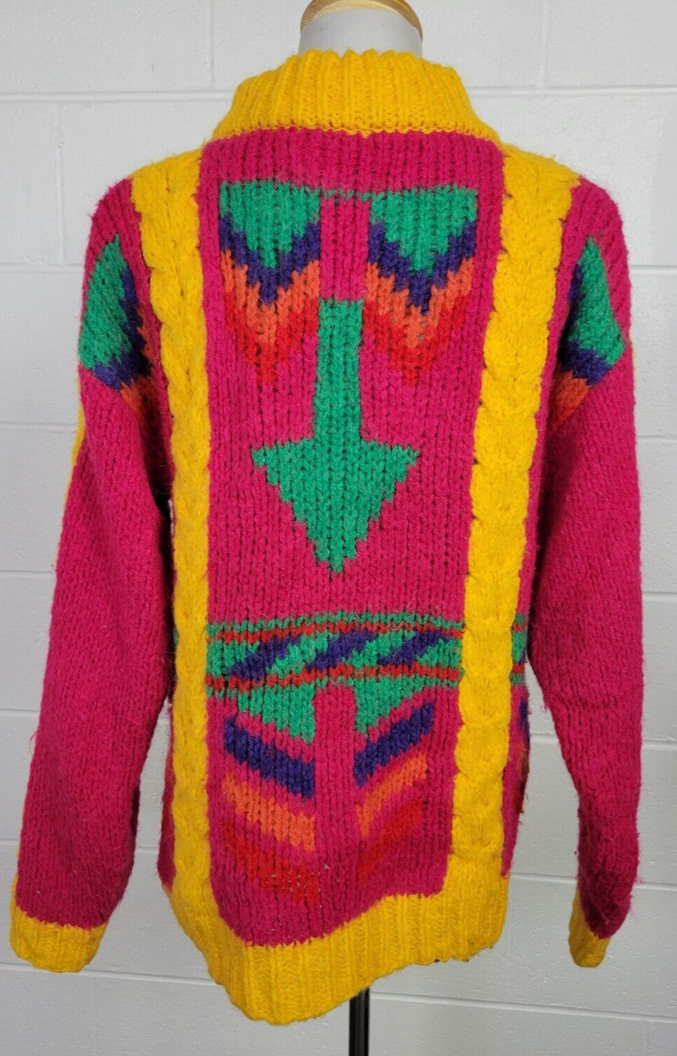 Protokol by Collage Vtg Mohair Blend Chunky Knit Geometric Sweater Pink Small