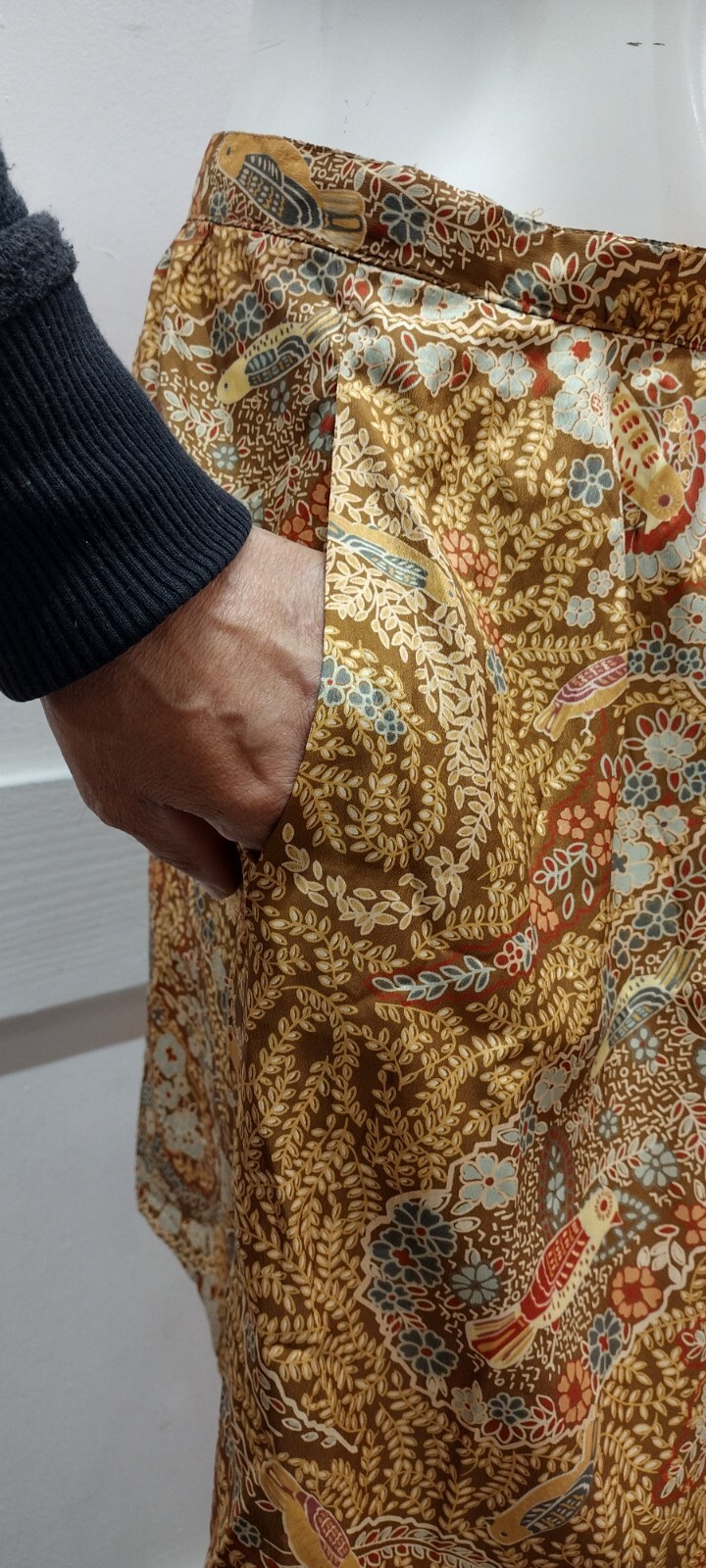 70s Boho Short Skirt Birds Paisley Brown Bronze Schrader Sport NY Medium