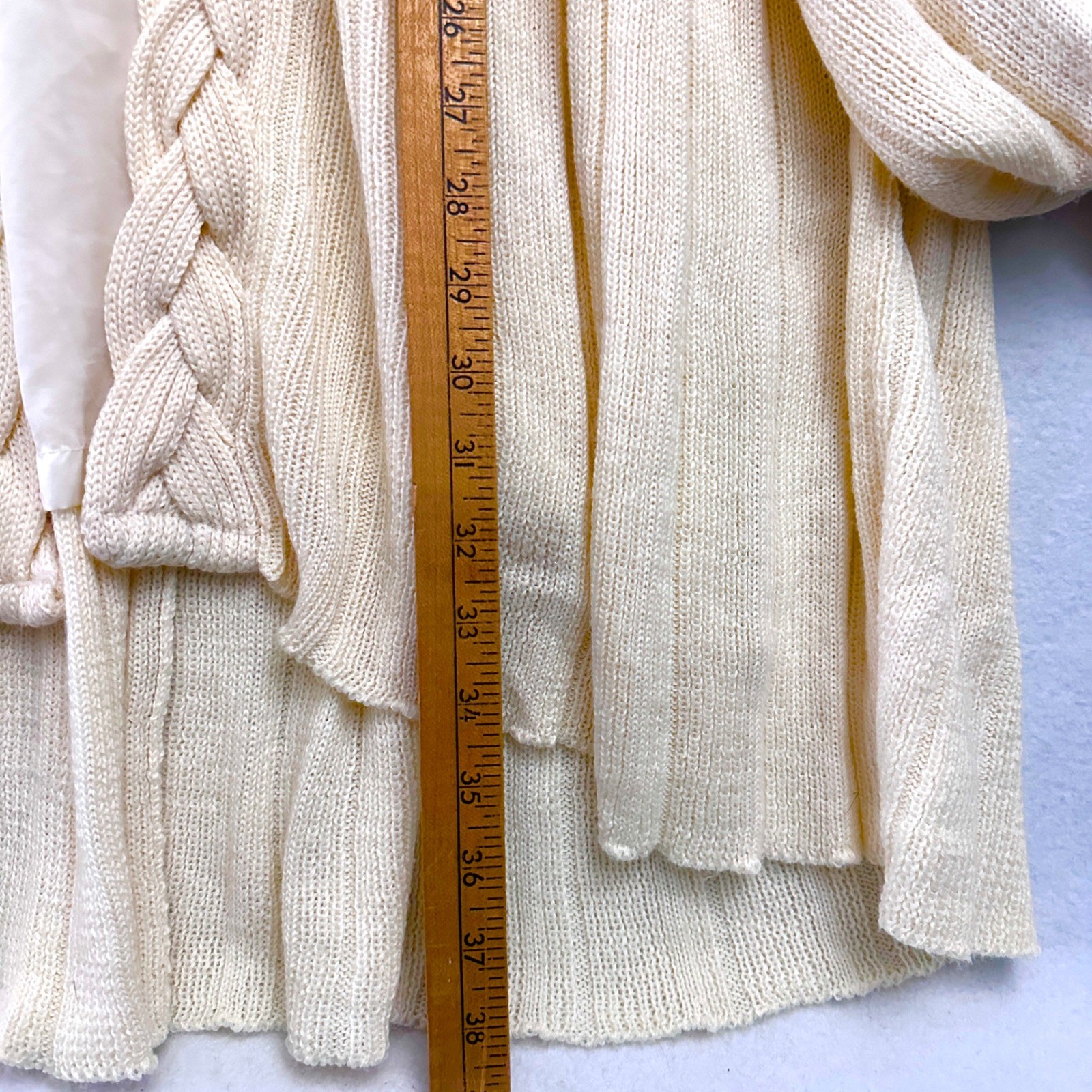 Vintage Maurada M Oversized Wool Cardigan Coat Pearl Lace Bishop Poet Rosette