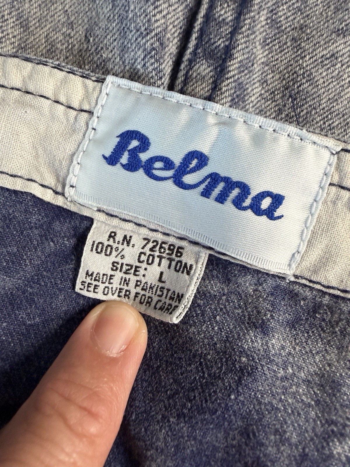 Vintage 80s Belma Womens Acid Washed Overall Skirt Long Denim Jean Stone Large
