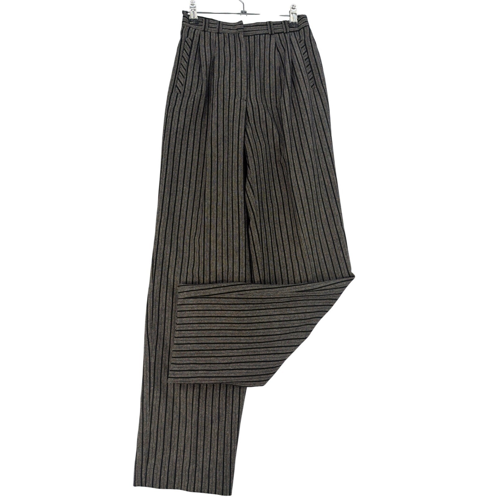 College Town Vintage Trousers 24 Black Grey Stripe Wool Blend Retro Boho USA