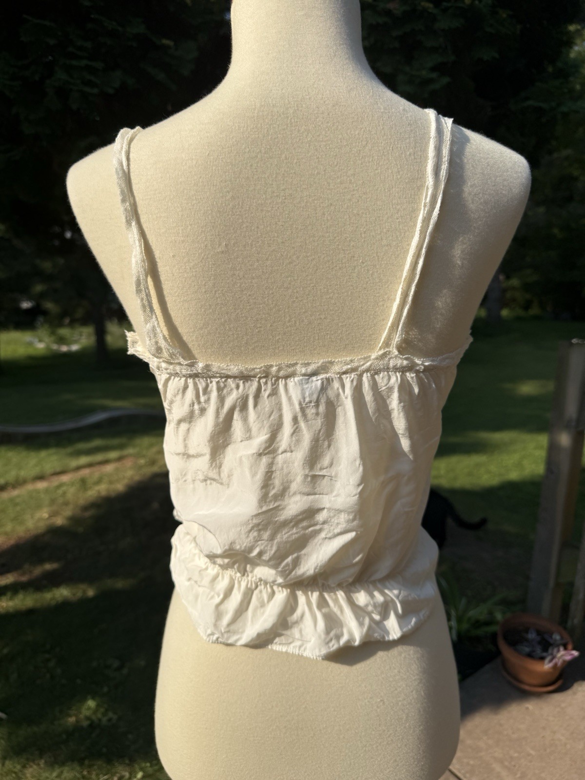 Vintage 50s 60s Rayon Camisole Tank Top Blouse Fairy Cottage Core