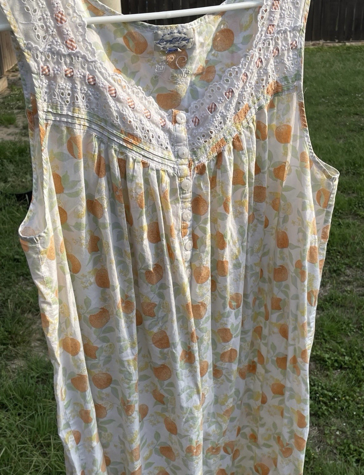 Vintage Lanz of Salzburg citrus Orange print flowy summer house dress
