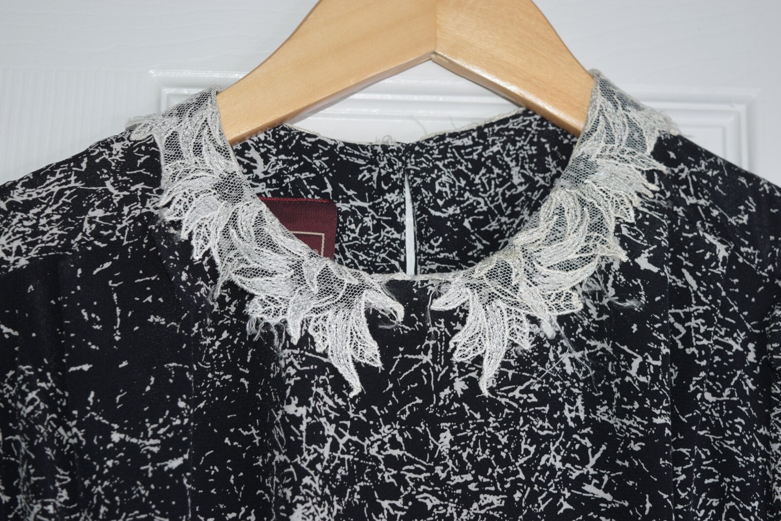 Vintage JT Dress Womens 8 Black Gothic Lace Collar Maxi Long Sleeve Made in USA