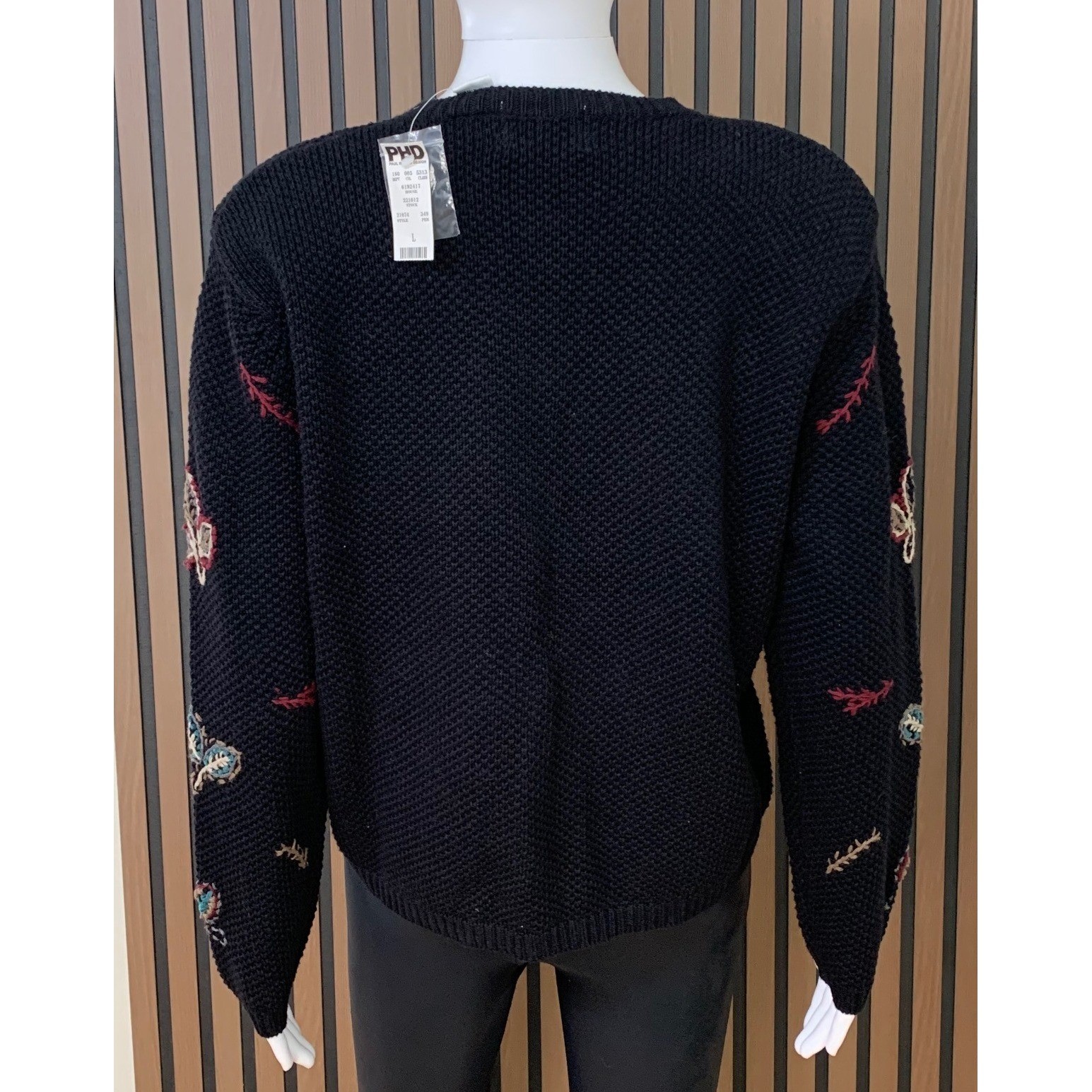 Paul Harris Design PHD Vintage Embroidered Butterfly Cardigan Sweater Blue L