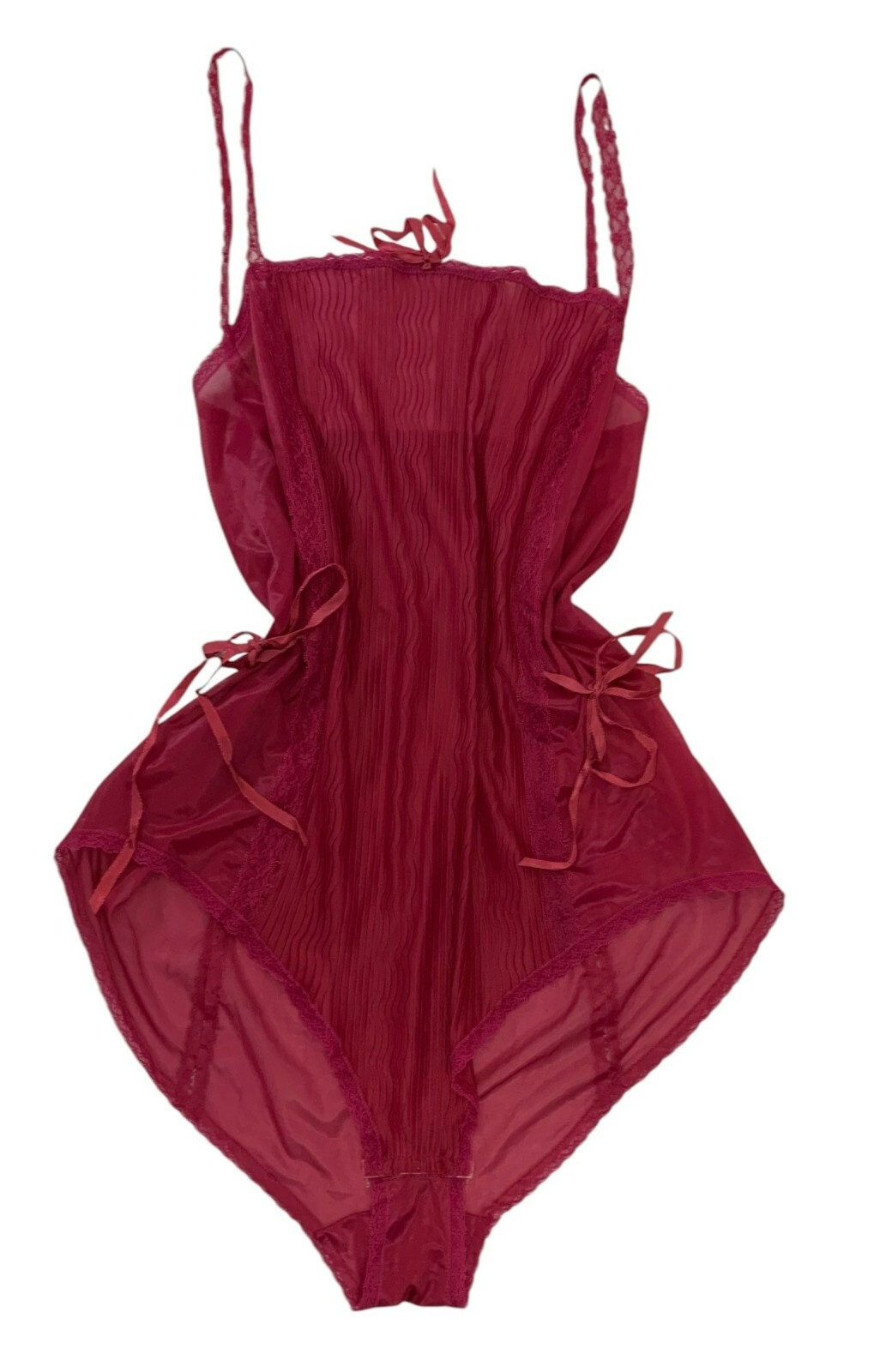 Coquette VTG OLGA 1980s Sheer Magenta Lace Teddy Lingerie Size M Style 1150