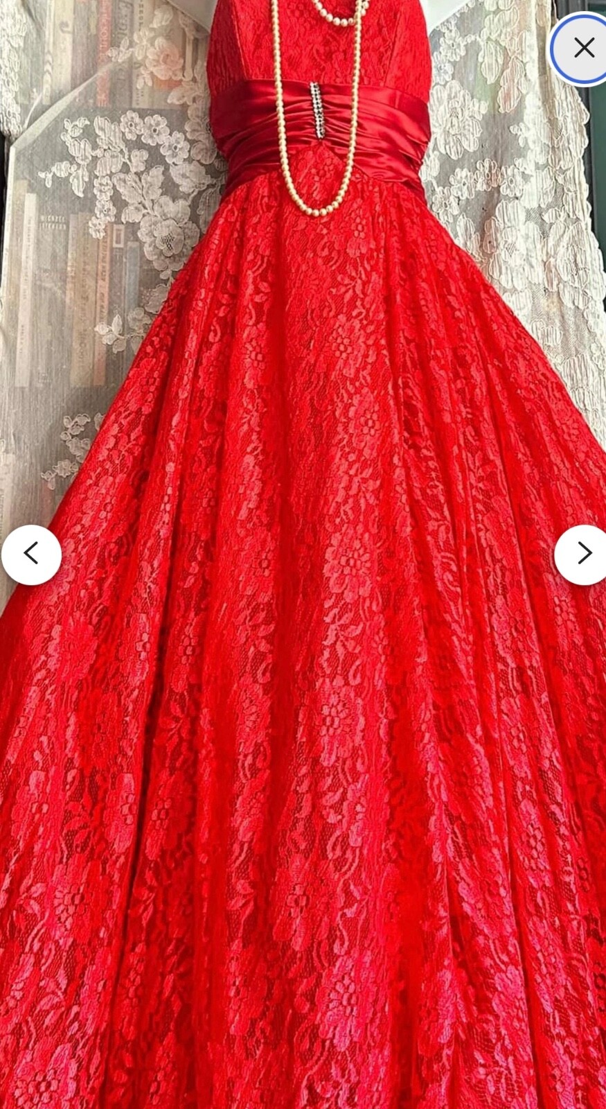 80s Red lace dress vintage vampy gown halloween costume stage dance formal red p