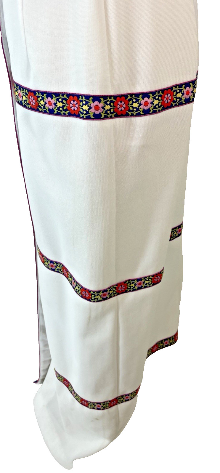 Vintage 70s Weeks Tres Chic Sleeveless Maxi Dress Floral Embroidery Trim Sz Sm