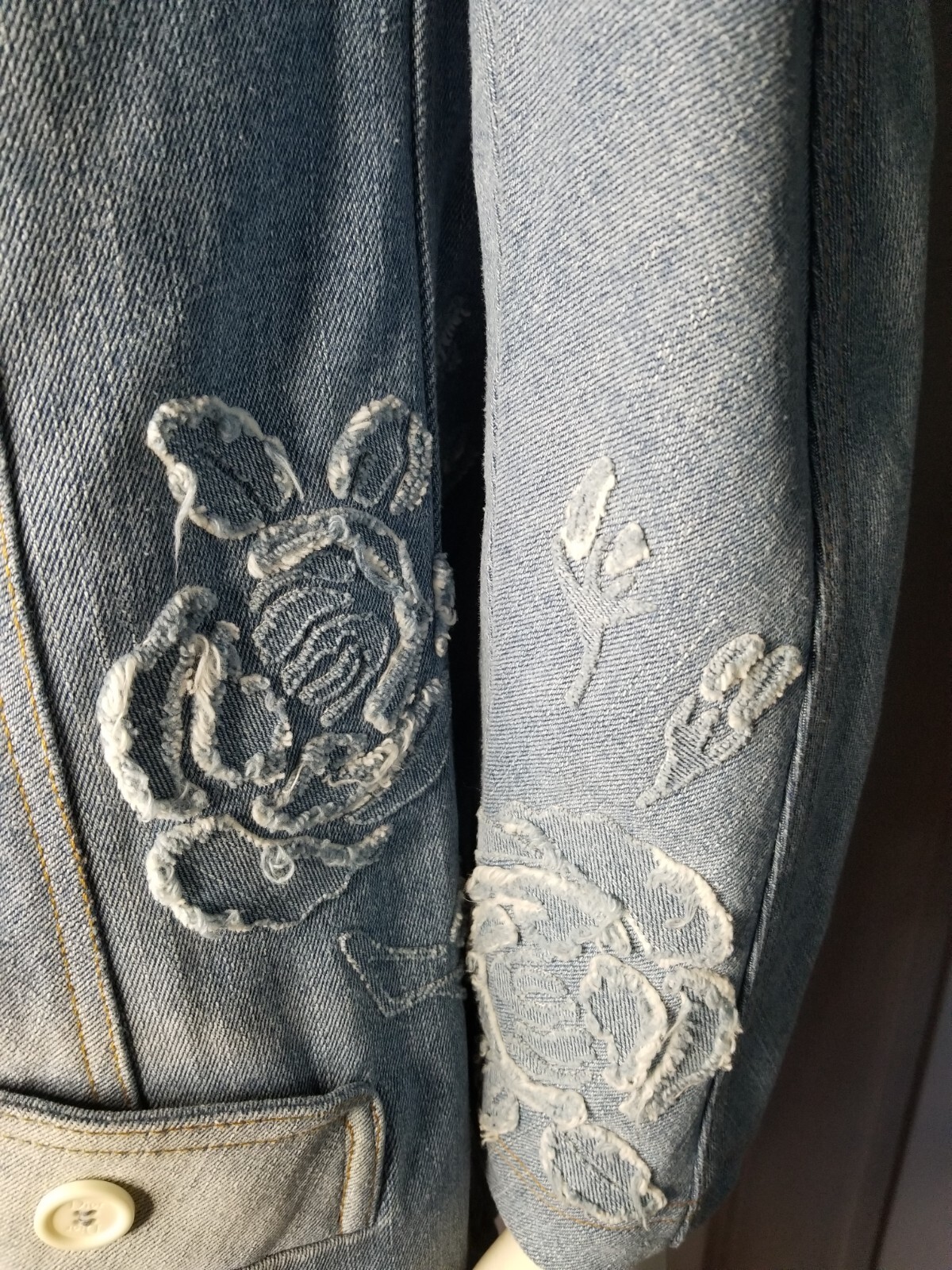 Vintage 2005 John Galliano Dior Floral Denim Jacket Coat Shoulder Pads 38 6