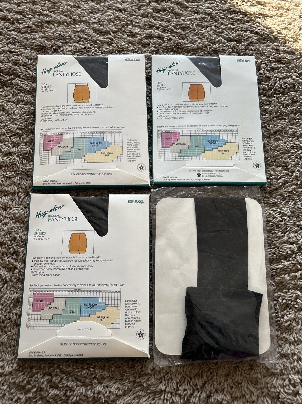 LOT Sears Hug-alon AVERAGE Sandalfoot The Only Toe Nylon Pantyhose OFF BLACK A25