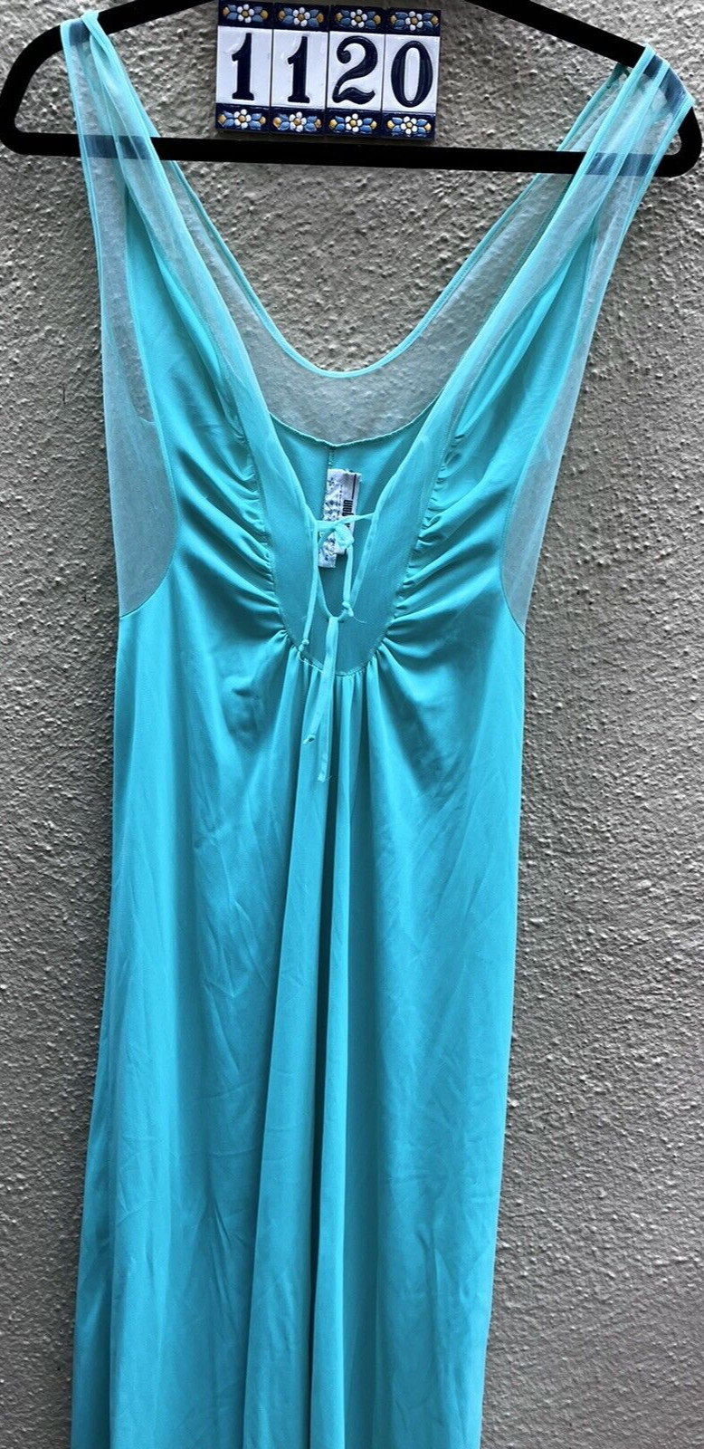 VTG 1960s Blanche by Ralph Montenero I Magnin Nightgown Small GREEN Peekaboo