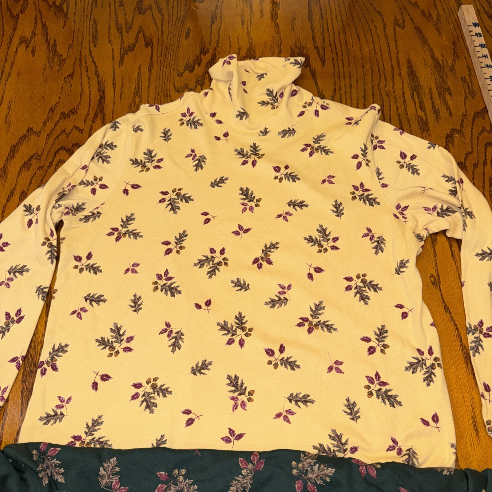 VTG 90s Classic Elements Sears Fall Leaf Turtleneck Lot 2 Size L Cotton Autumn
