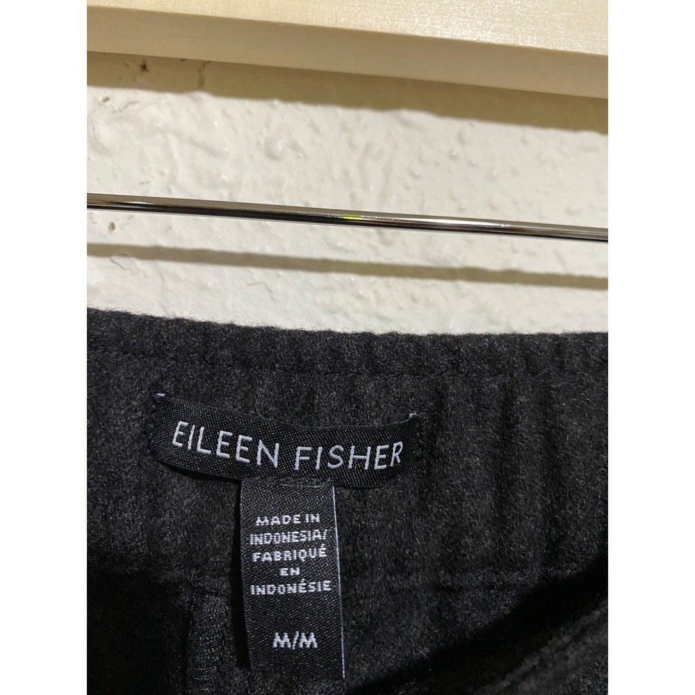 Eileen Fisher Womens Charcoal old money 100% Wool Wide Leg Cropped Pants Medium