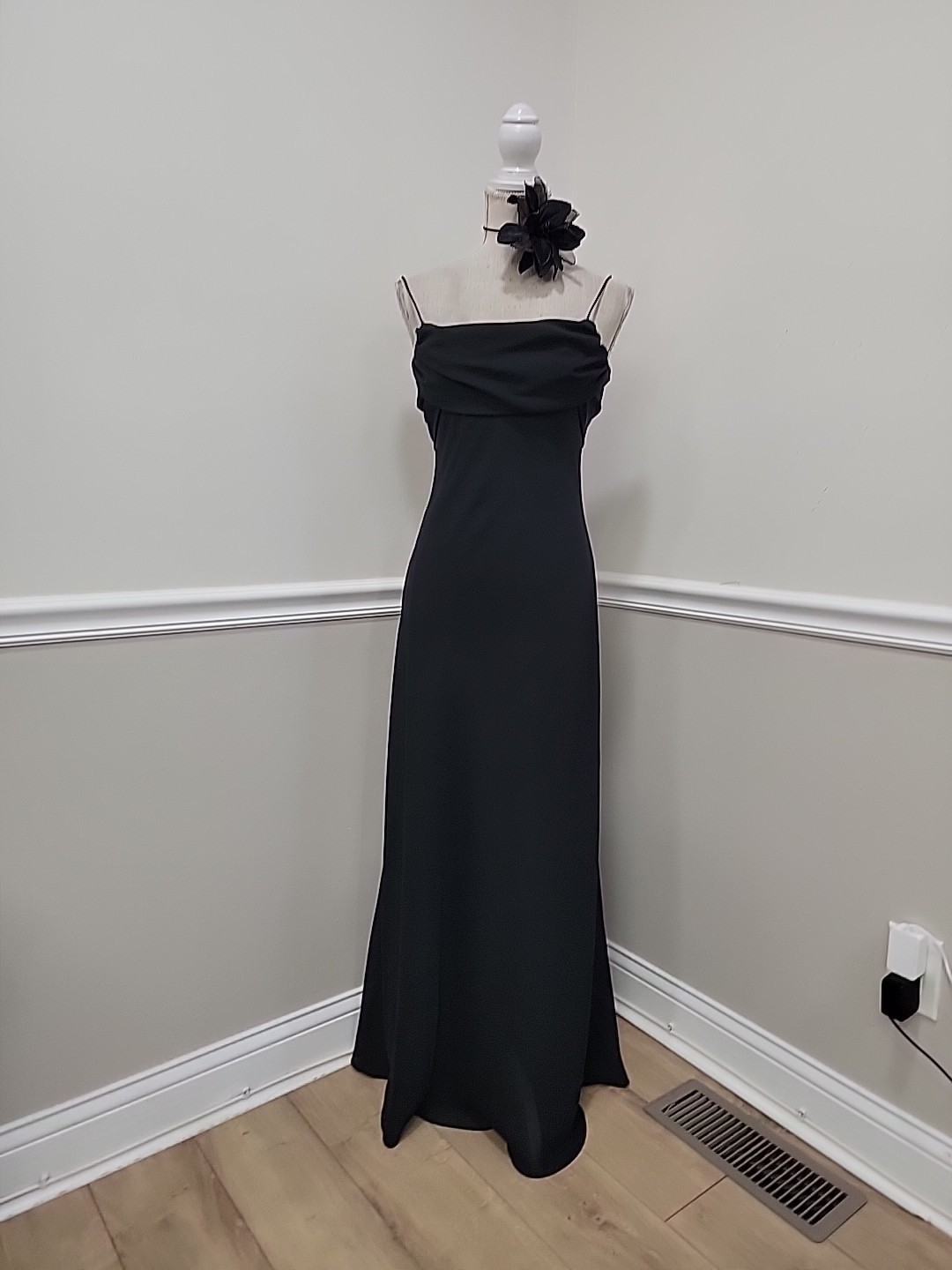 VTG Y2K Black Crepe/Chiffon Prom Formali Dress/Bridgerton Style Maxi Dress