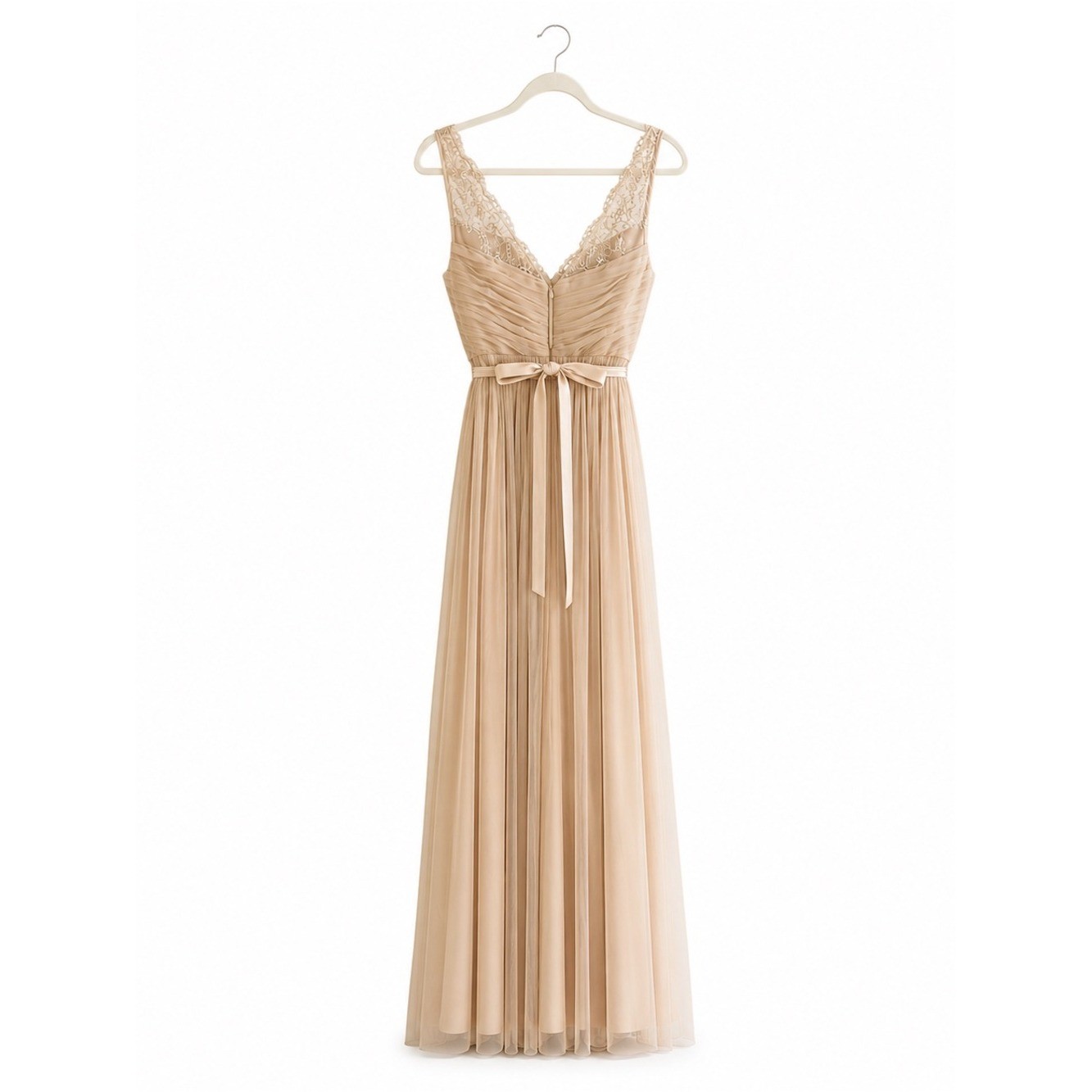 Blush Tulle Lace Maxi Gown Bridesmaid Formal Dress Size 4.