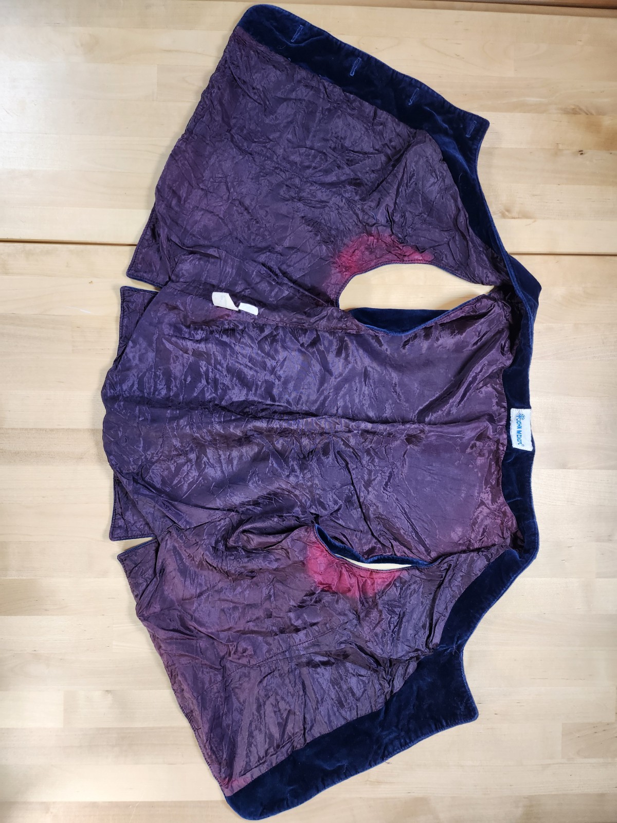 Vtg 80s Midnight Blue Velvet Buttoned Vest John Meyer Sz Medium