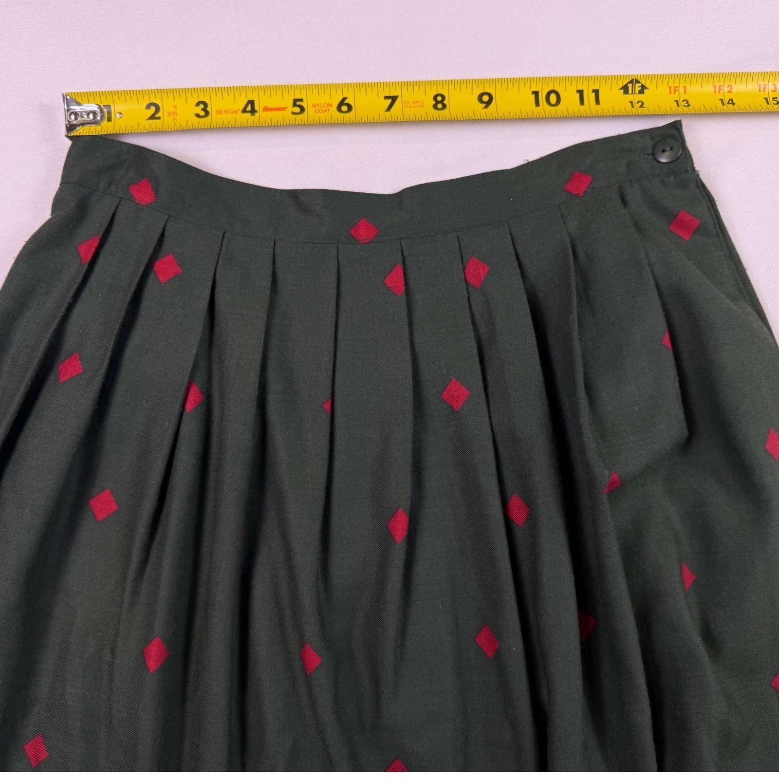 Vtg The Eagles Eye Fox Hunt Equestrian Pleated Midi Skirt Green Sz 12 (Sz 6 fit)
