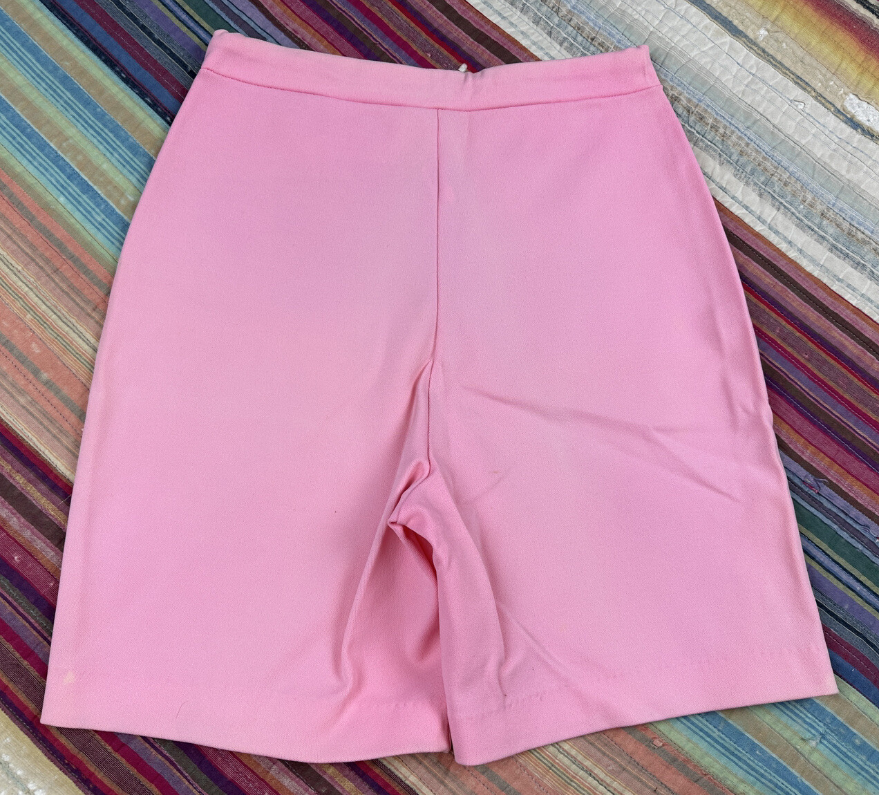 Vtg 60s 70s Jane Colby Polyester Stretch Pintuck Shorts Pastel Pink Womens 13-14