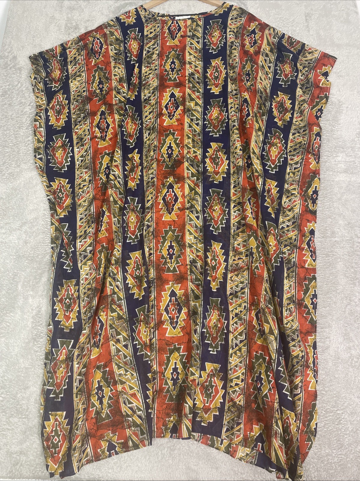 Vintage Ruth Norman Neiman Marcus Caftan Women’s One Size Aztec Red Gold Lounge