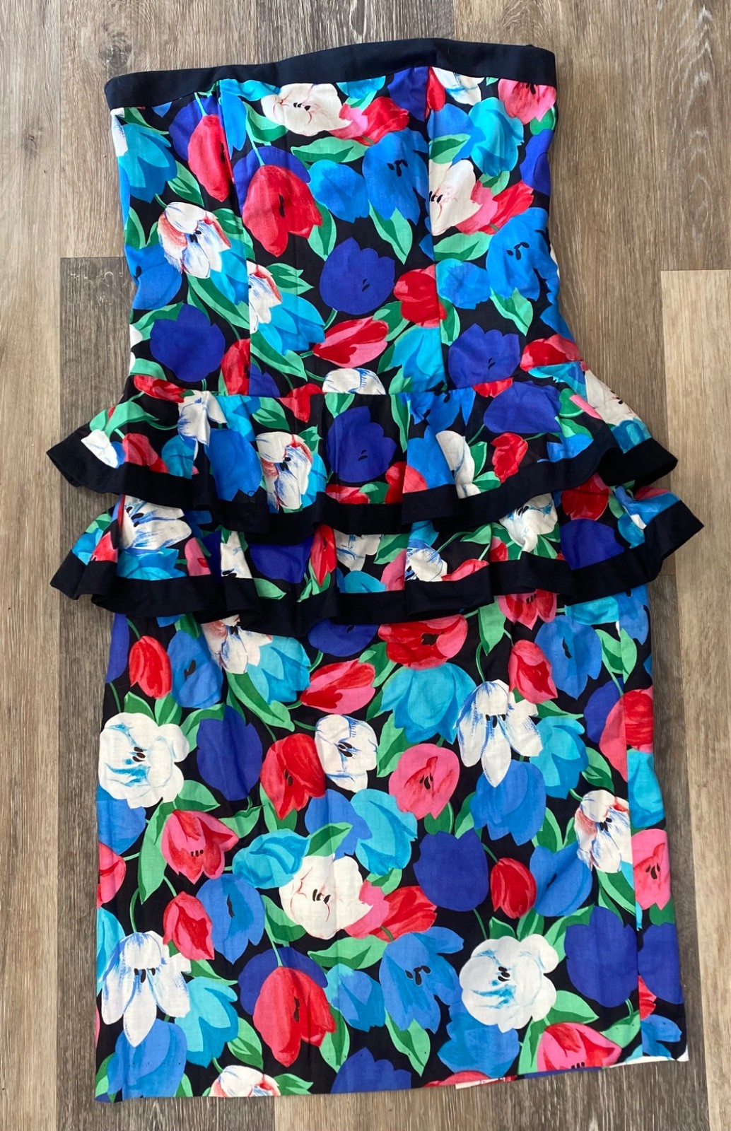 VTG 80s floral peplum dress size large
