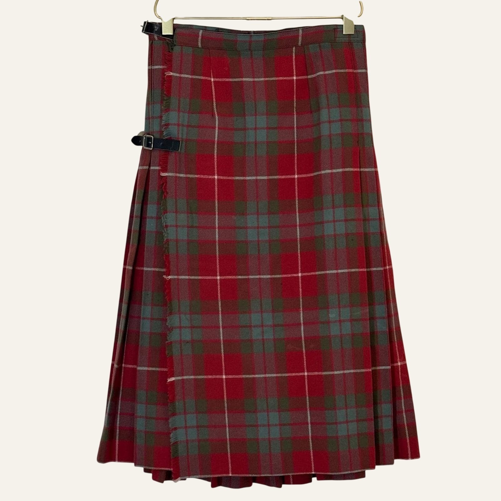Vintage Rally Klad Scotland Wool Tartan Kilt Skirt Women’s 8 Red Green