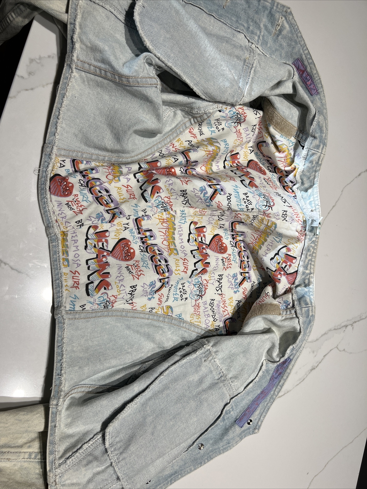 VTG Original LA Gear Cropped Acid Wash Blue Jean Denim Jacket Large Y2K 80s 90