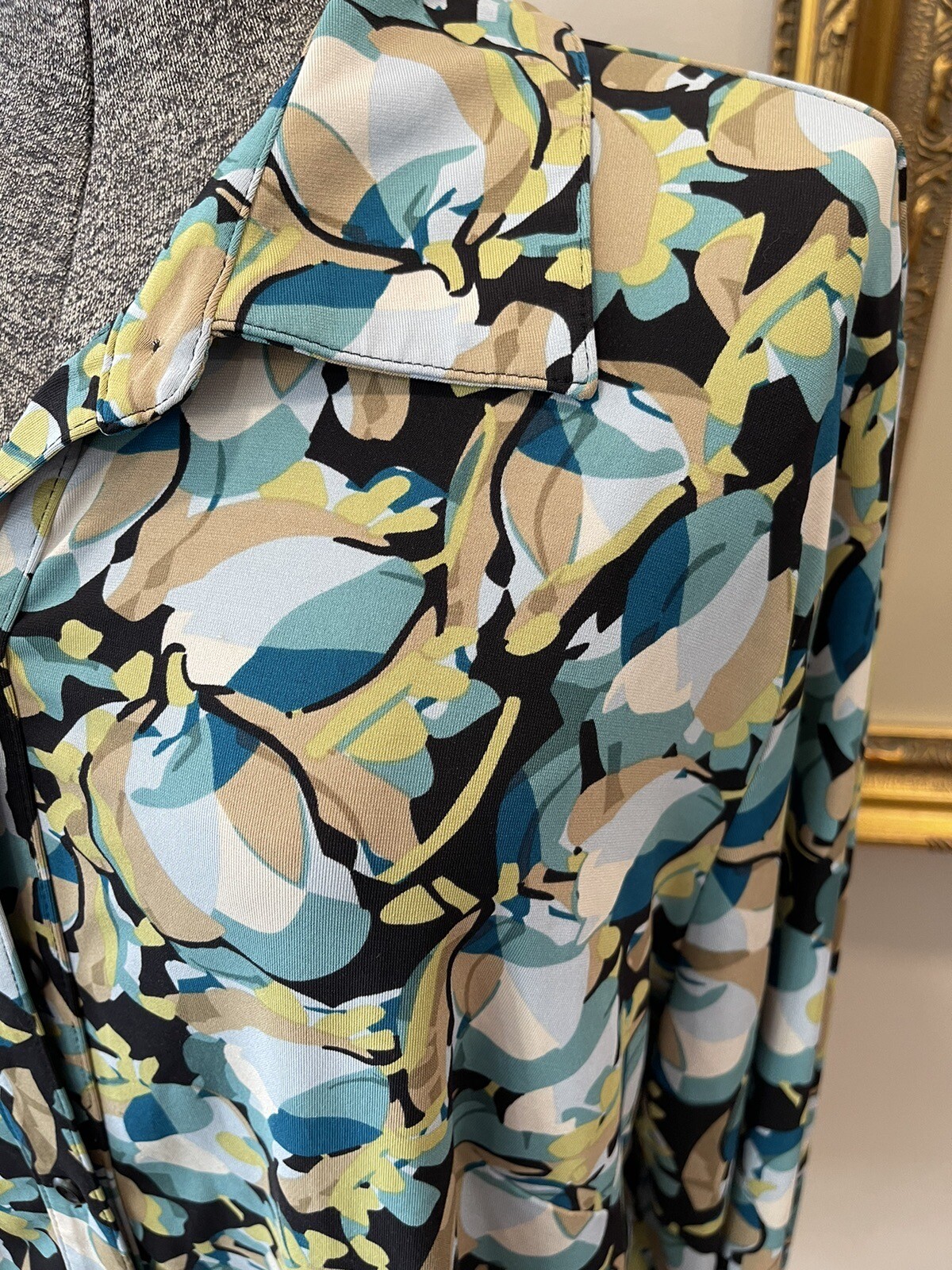 Lane Bryant Button Up Blouse-polyester Spandex Size 14/16-Y2K-90s-blue Green
