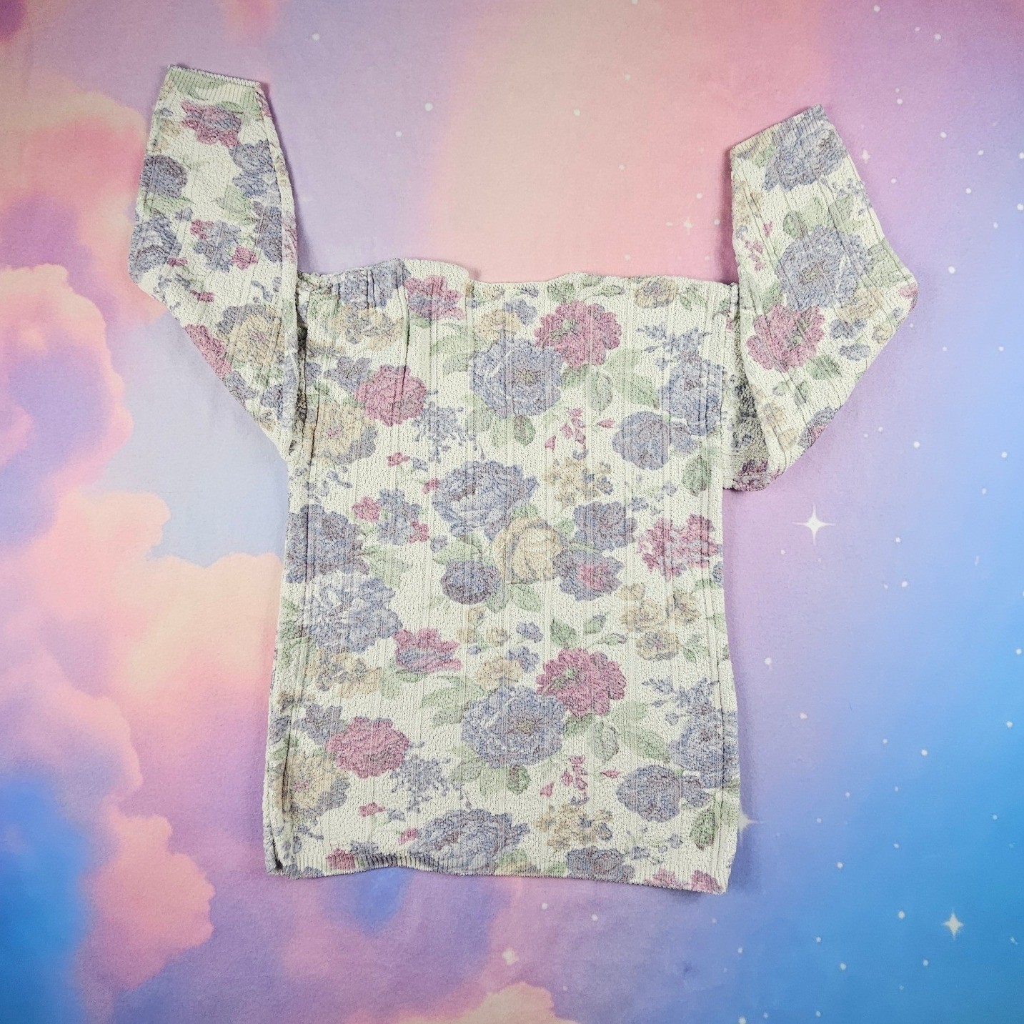 Cascade Blues Floral Sweater Womens S Multicolor Excellent Vintage V-Neck Knit