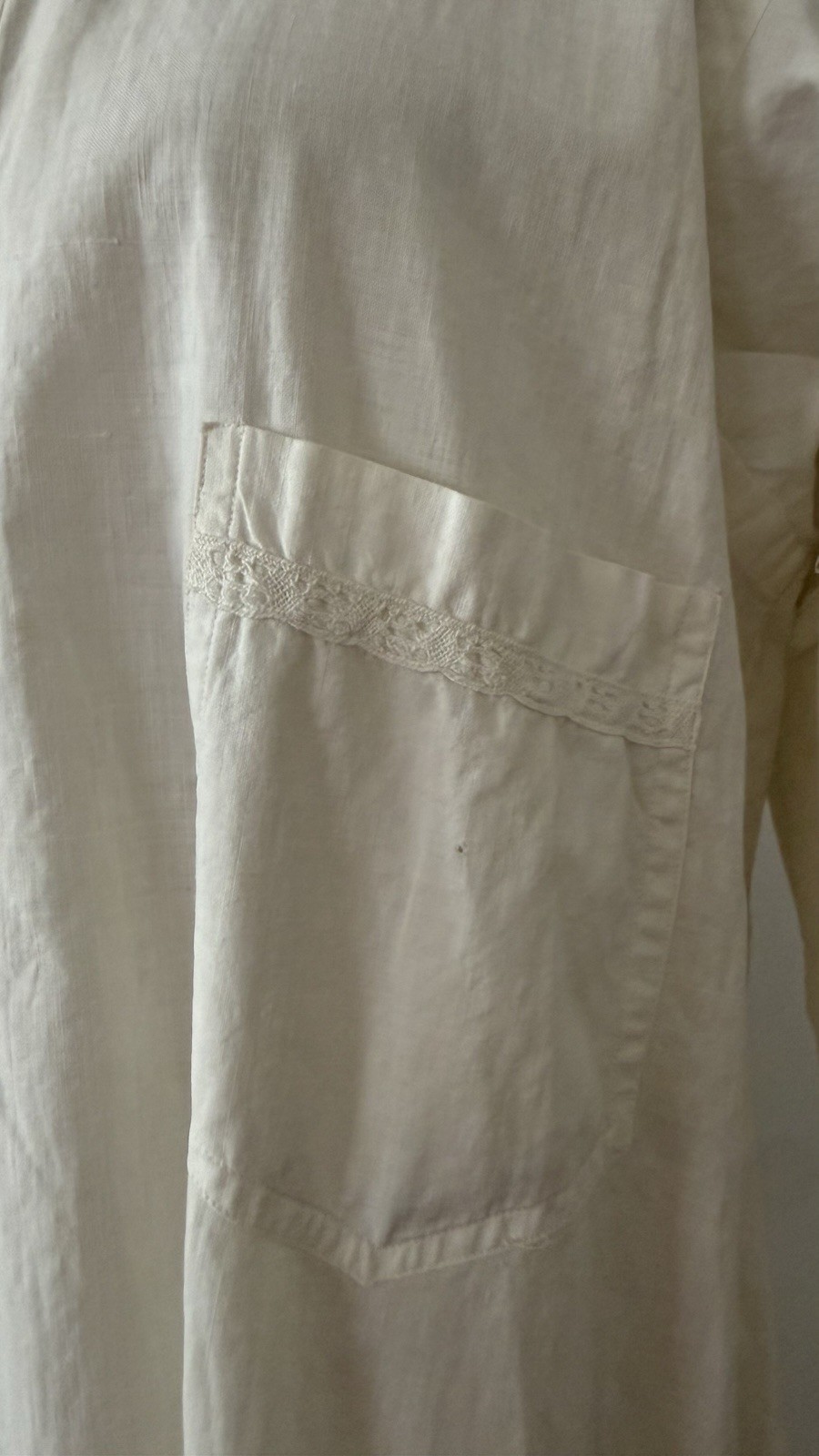 Antique Edwardian 1910s 1920s Cotton Night Shirt Dress Workwear Smock Oversized