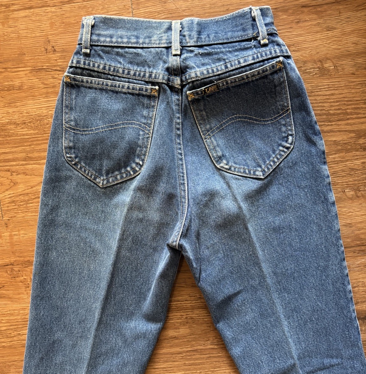 Vintage Union Made Women’s LEE High Waisted Med Wash Straight Sz Jr 5 1970s-80s